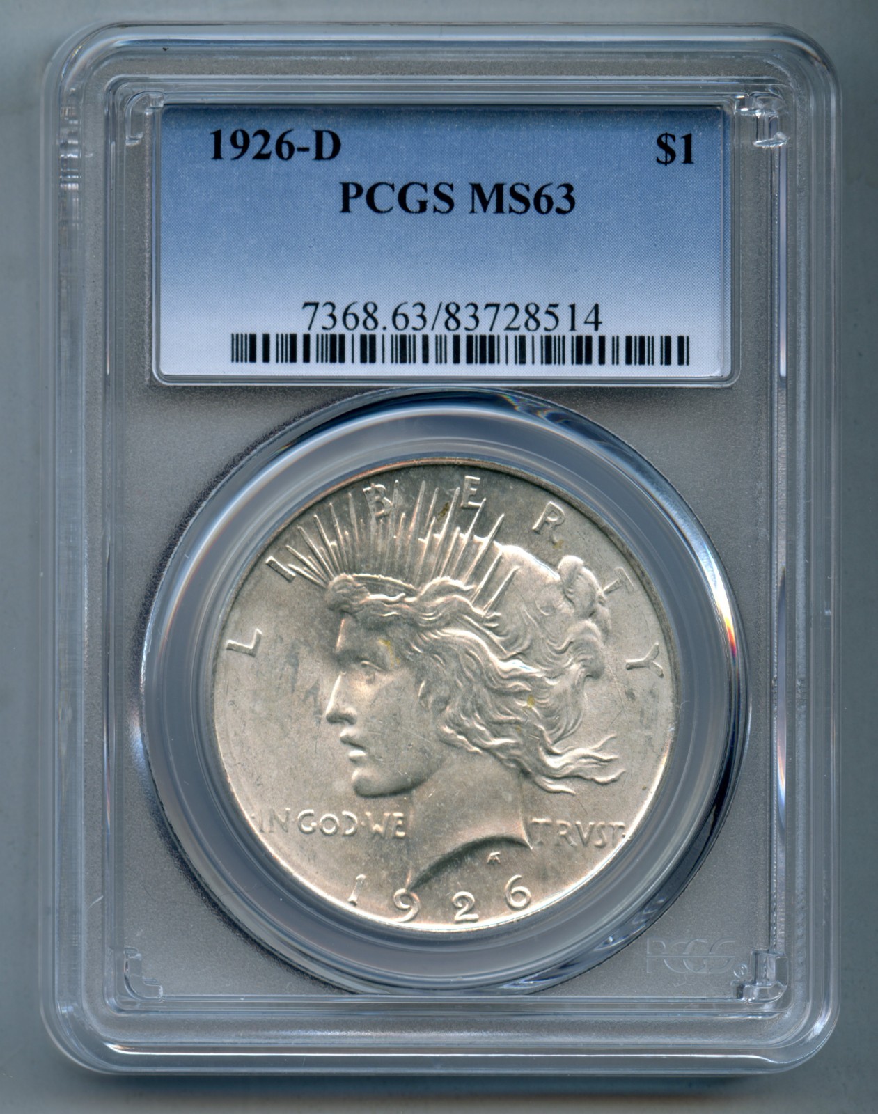 1926 D Peace Silver Dollar PCGS MS 63