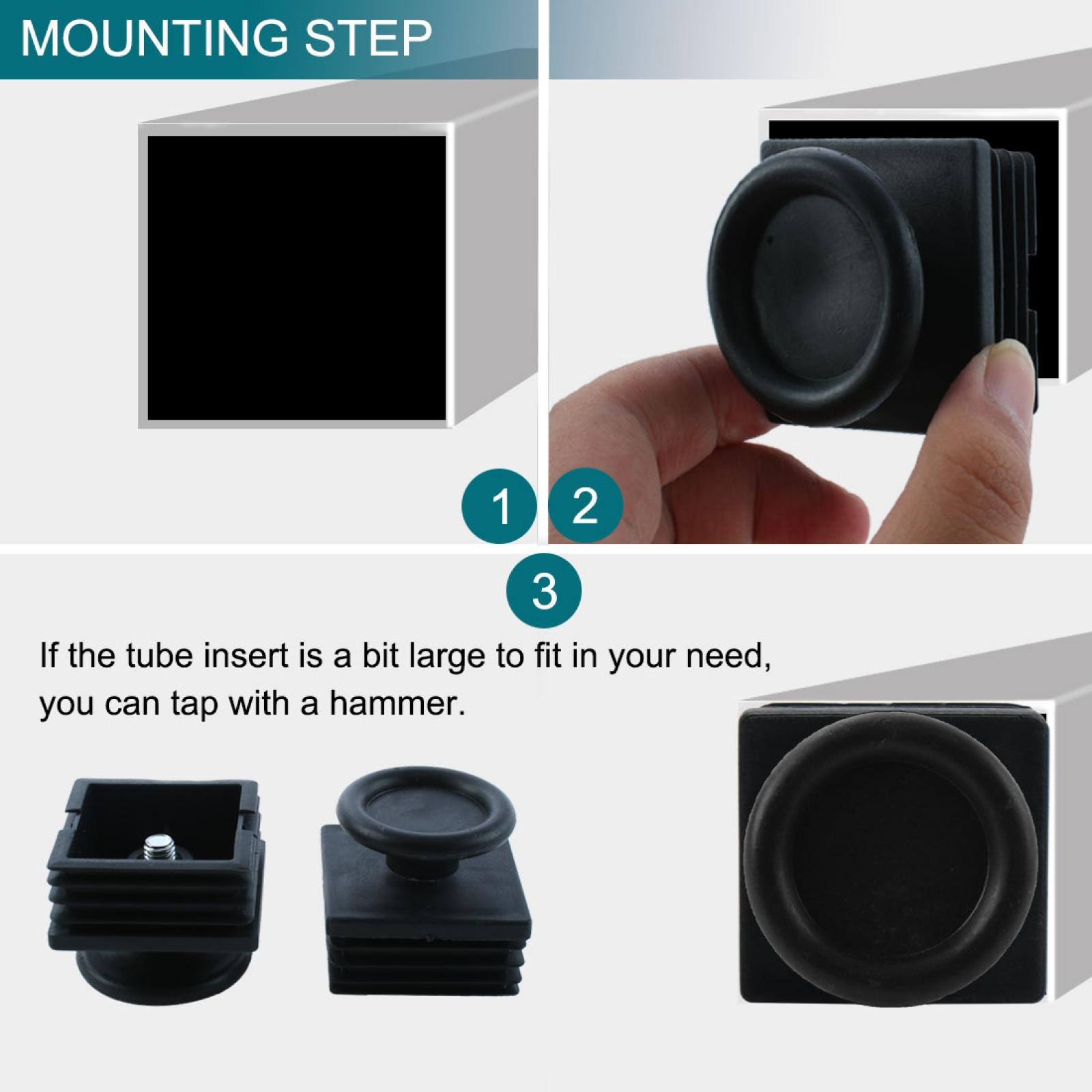 Adjustable Leveling Foot Square Insert 48mm x 48mm 4 Sets