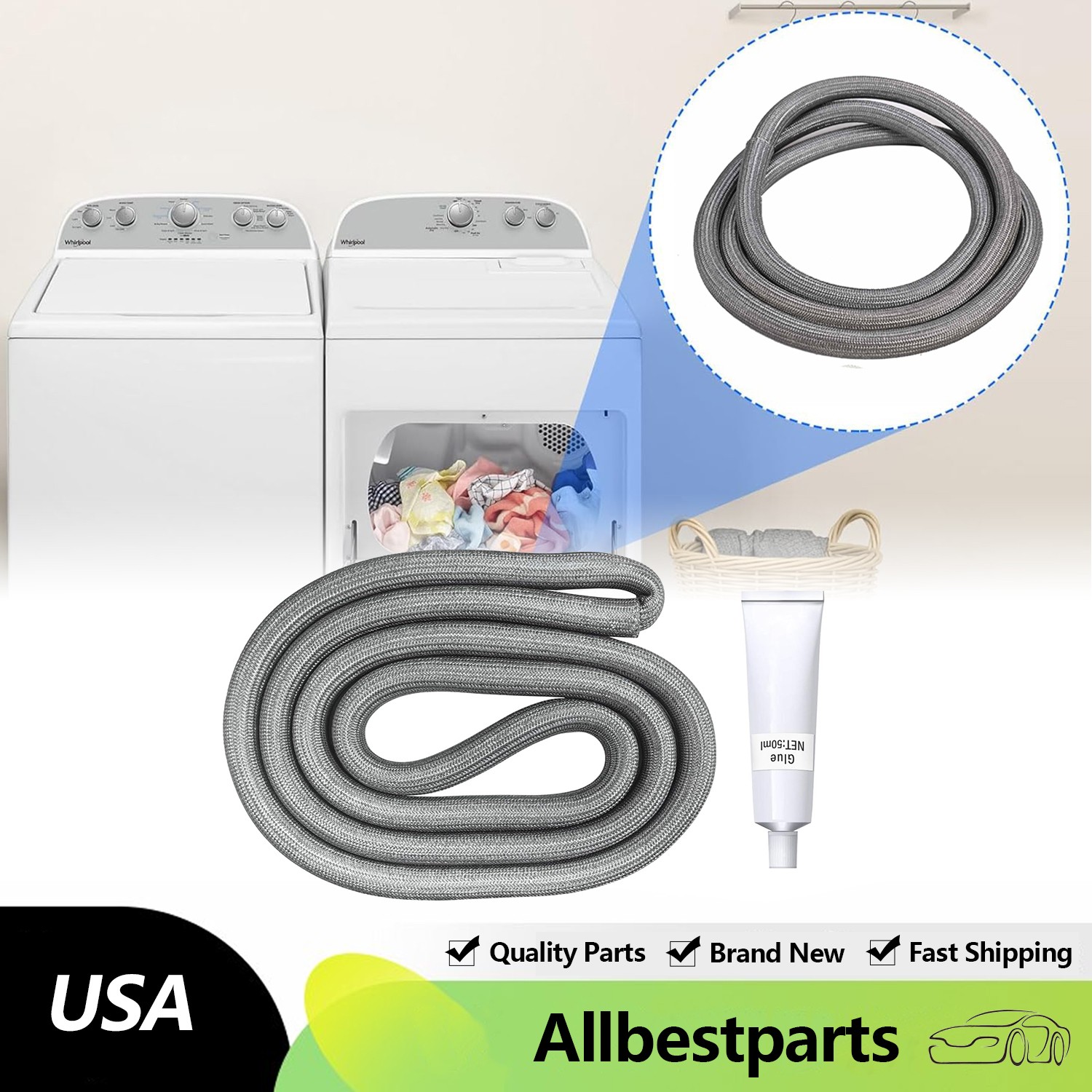 W10861521 Dryer Door Seal for Whirlpool Kenmore Maytag Crosley Amana Inglis