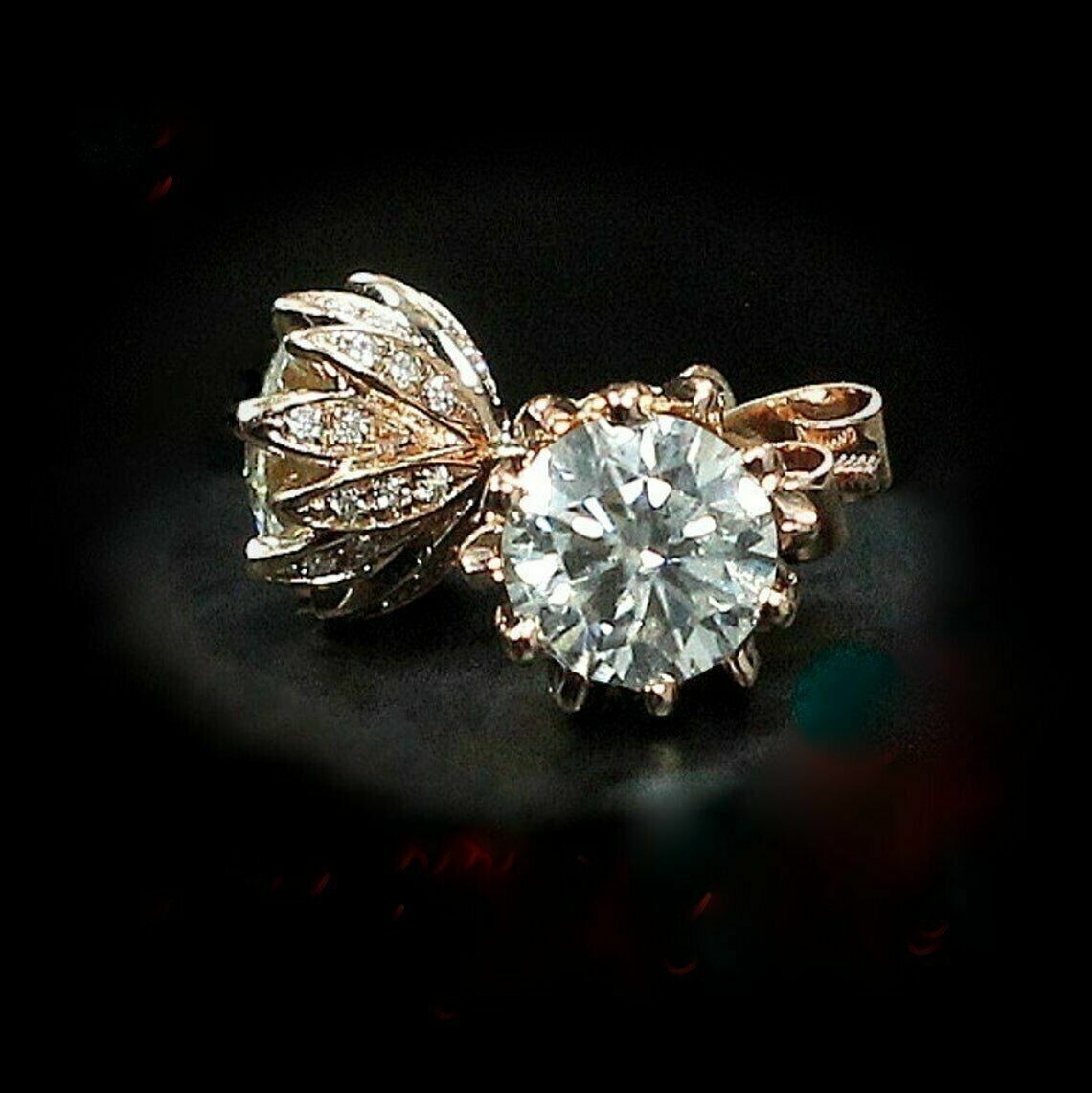 4Ct Lab Created Round Diamond Screw Flower Stud Earrings 14K Yellow Gold Fn