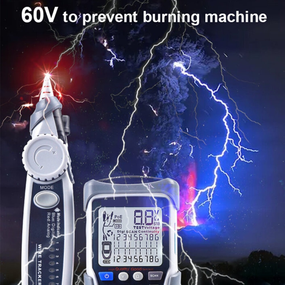 Digital LCD Cable Tester Wire Tracker Continuity Voltage Polarity Check POE Test