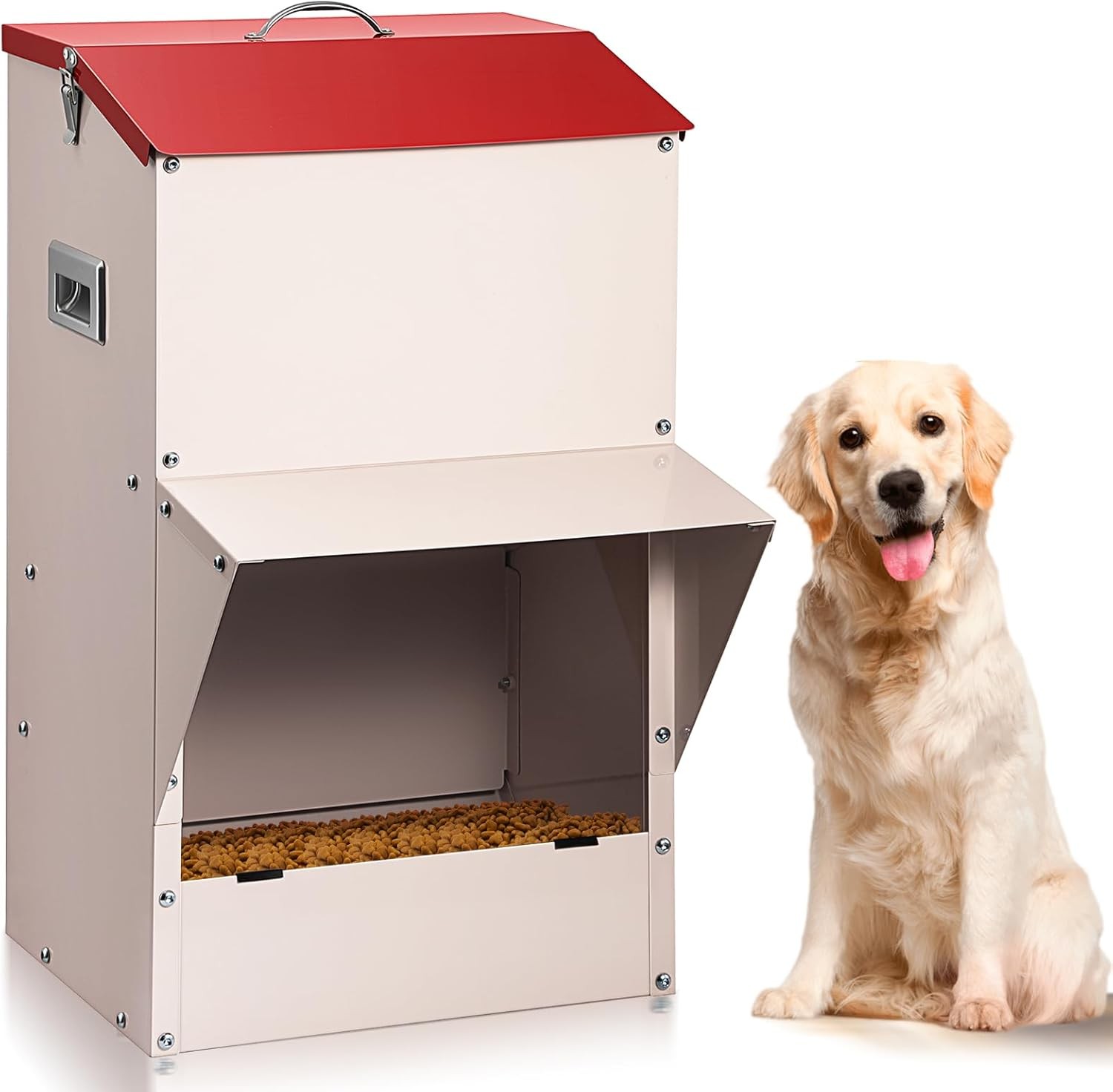 Outdoor Gravity Dog Feeder 50 lb Large Automatic Dog Food Dispenser Pet Feeder