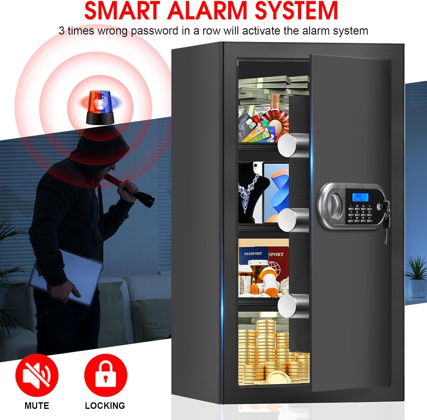 6.0 Cuft Large Fire Proof Safe for Home Documents, Safe Box Fireproof Waterproof