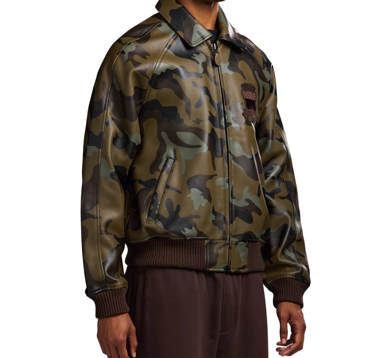 Men's Avirex USA CAMO ICON Limited Edition Flight Bomber Cowhide Leather Jacket