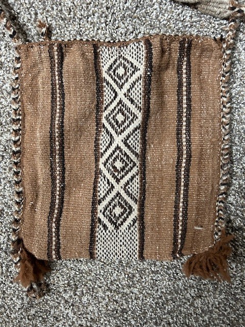VINTAGE PURSES FROM PERU WOVEN ALPACA ON WOVEN STRAW LIKE
