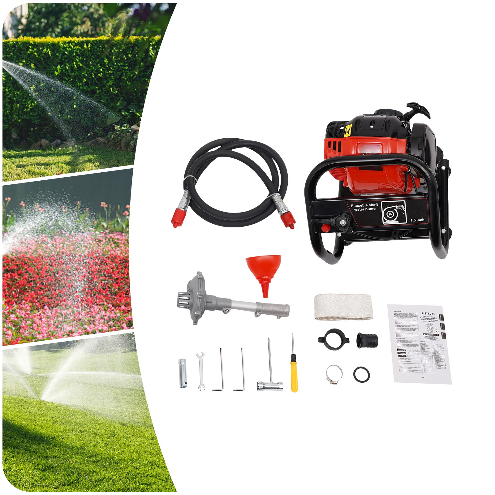 1.5 Inch 4 Stroke Engine Gas Water Pump Water Transfer Pump Gasoline Powered 2HP