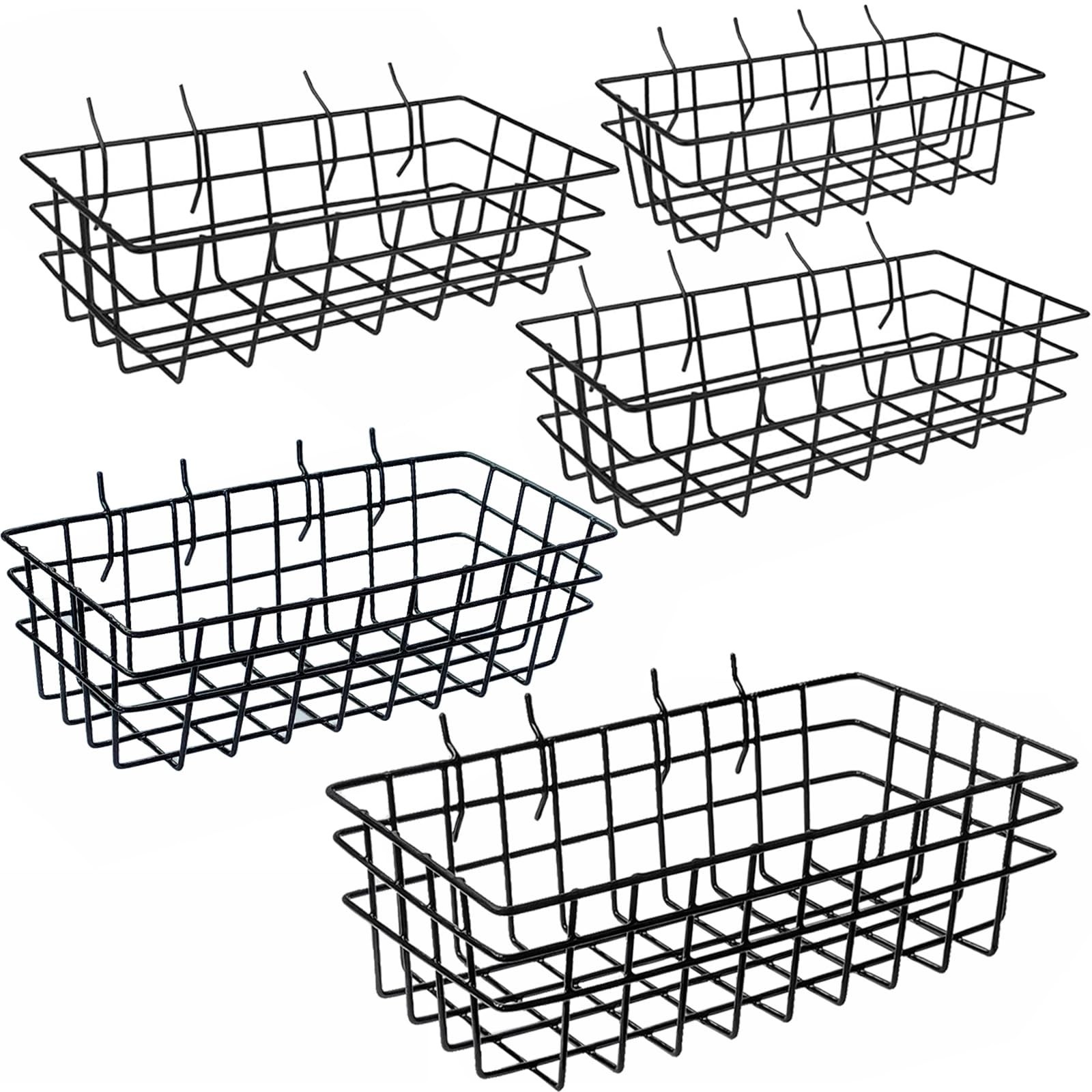 5-Piece Pegboard Baskets Set - Heavy Duty Peg Board Organizer Accessories Bin...