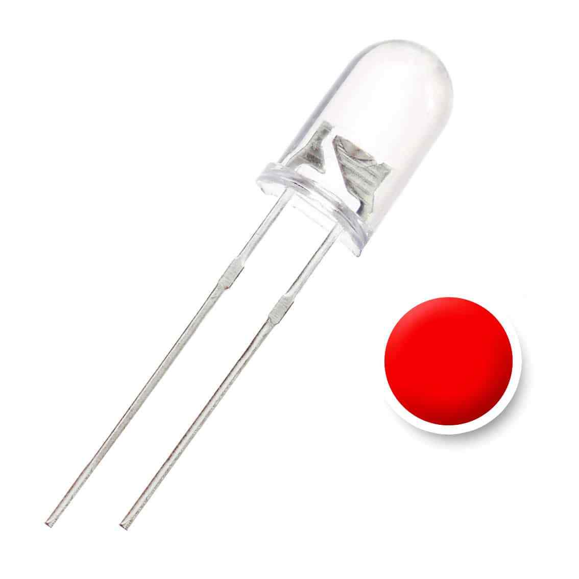 5MM Red Water Clear Lens LED Diode - Pack of 50