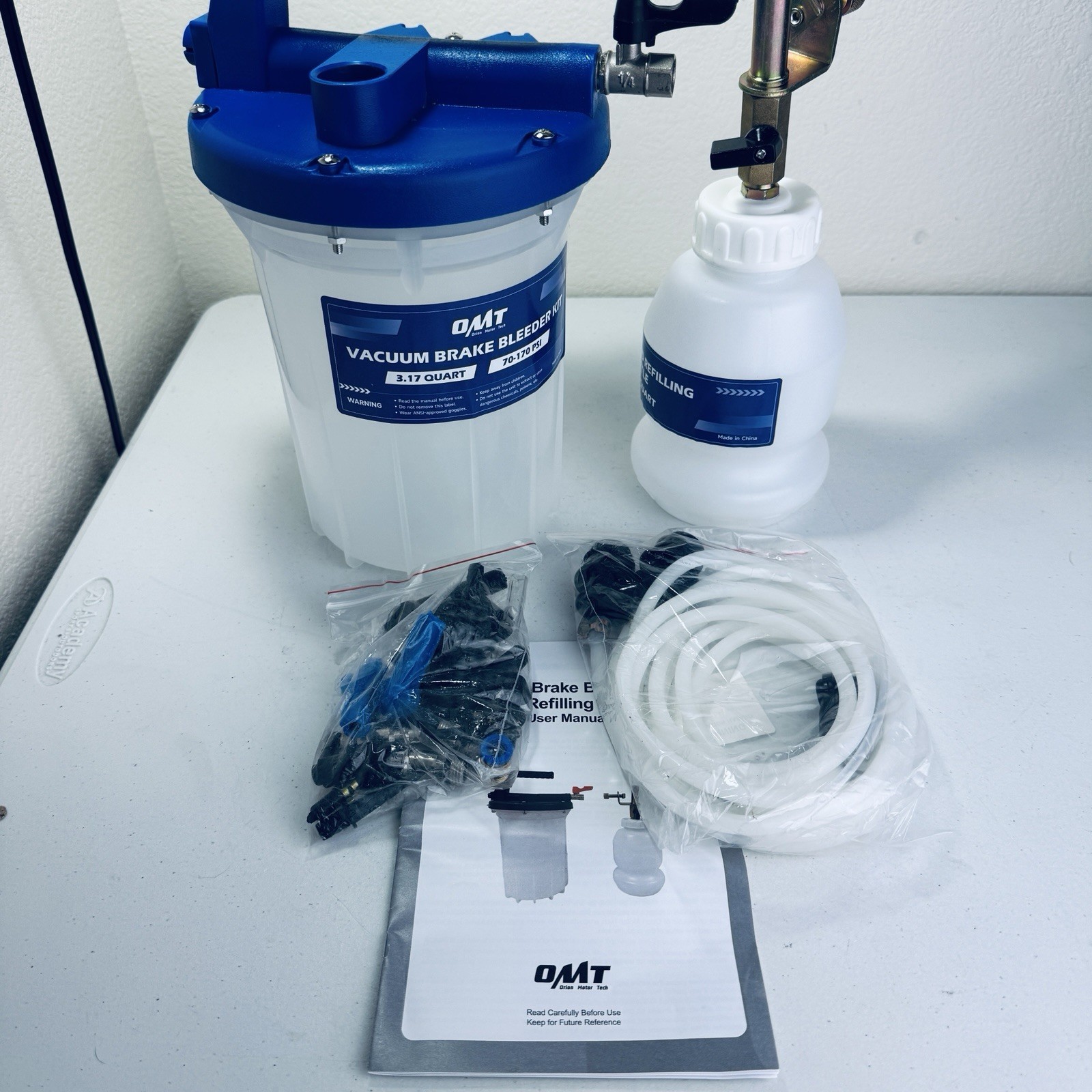 Orion Motor Tech 3L Vacuum Brake Bleeder Kit, Pneumatic 3L, Blue, White