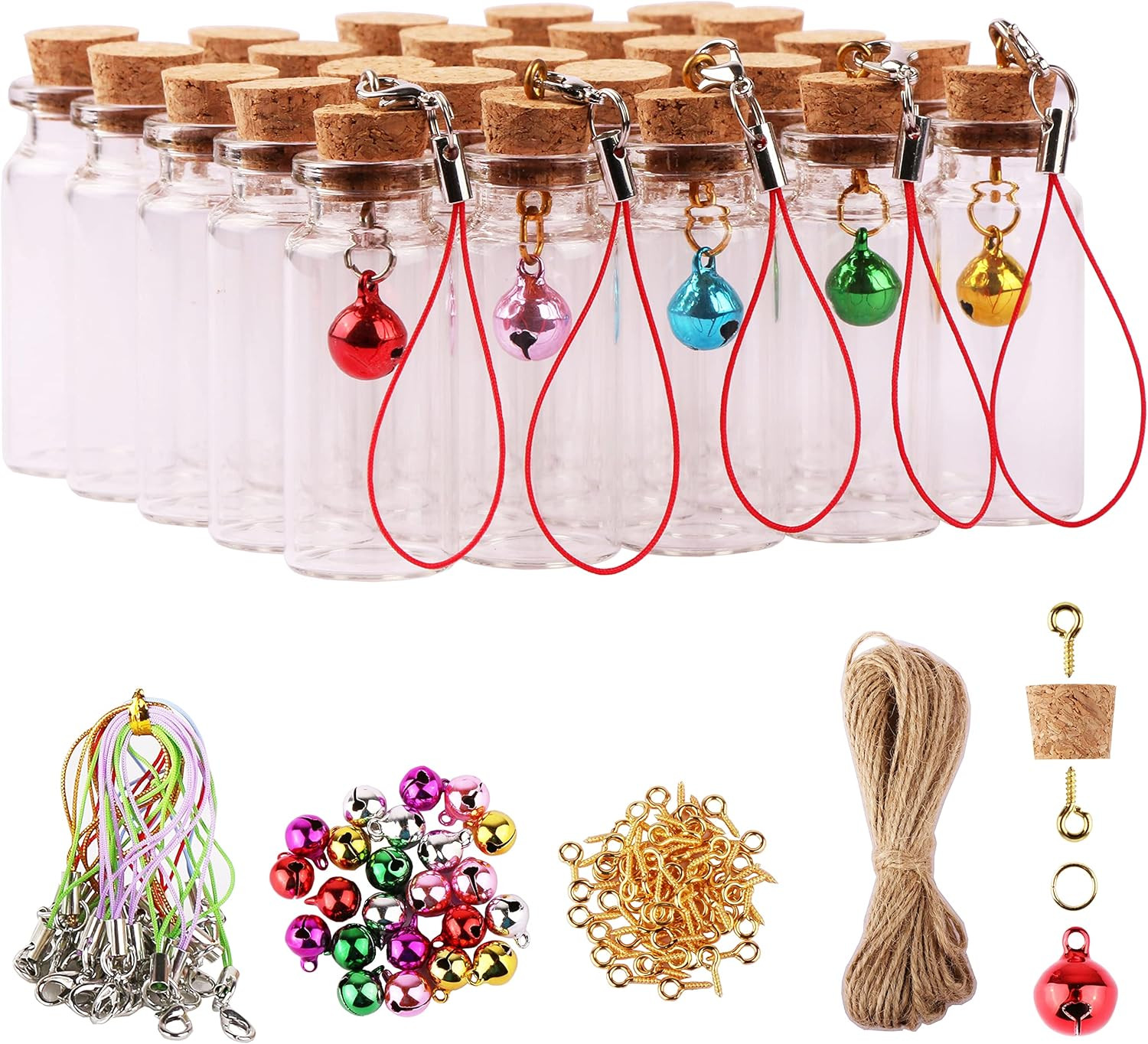 25Pcs Small Glass Bottles with Cork Stoppers DIY Art Craft Storage 10Ml