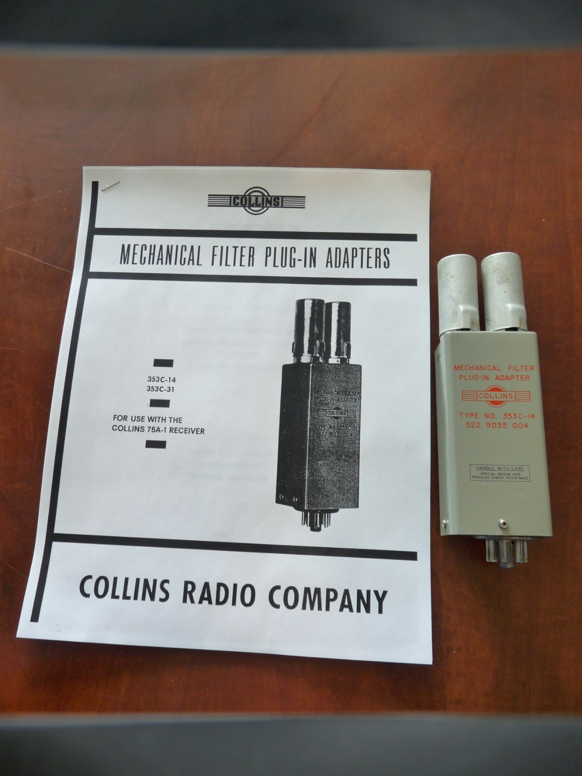 Collins 353C-14 Plug-In Mechanical Filter Adapter For 75A-1, No Filter Installed