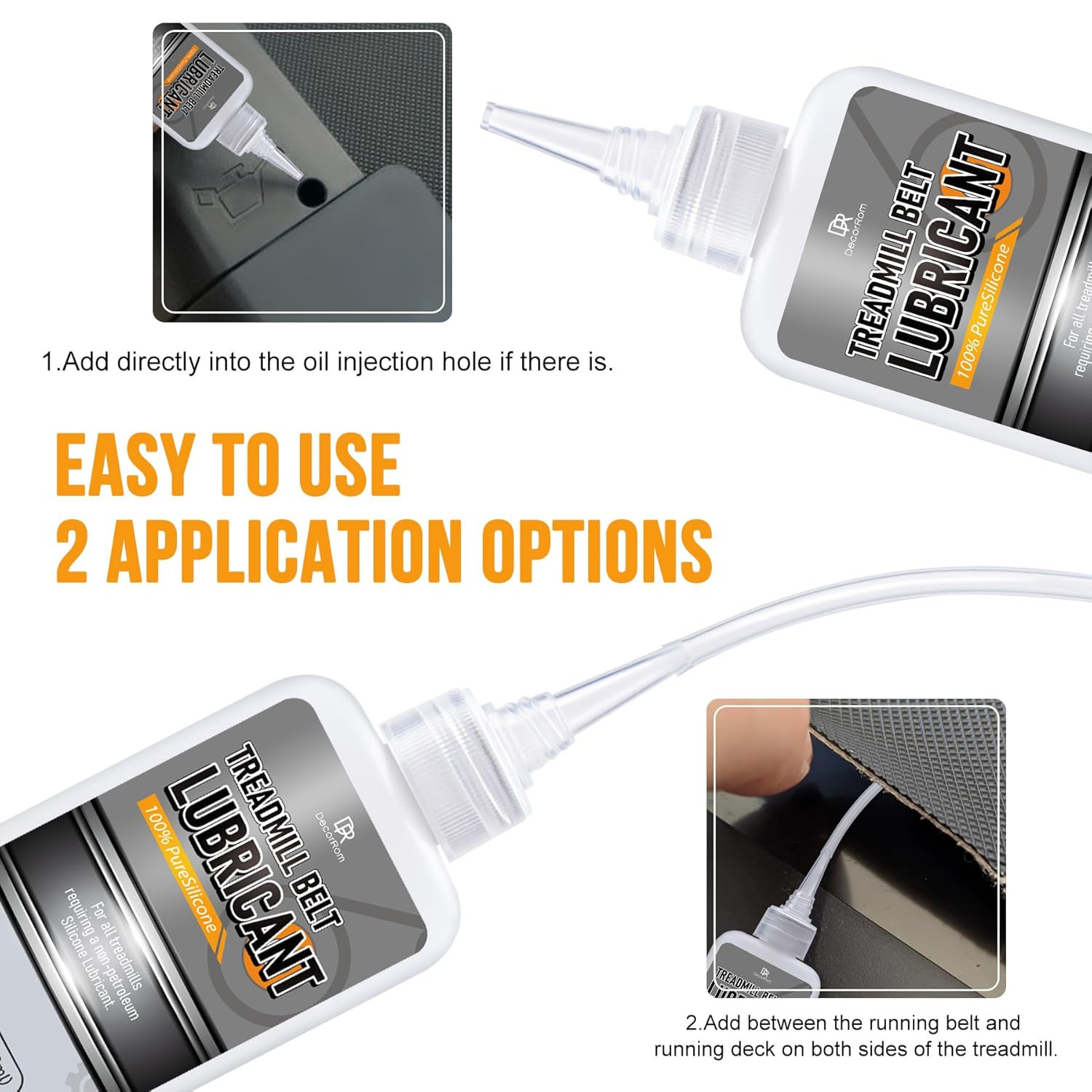 Silicone Treadmill Lubricant - 7Oz Treadmill Lube with Application Tubes, 100% S