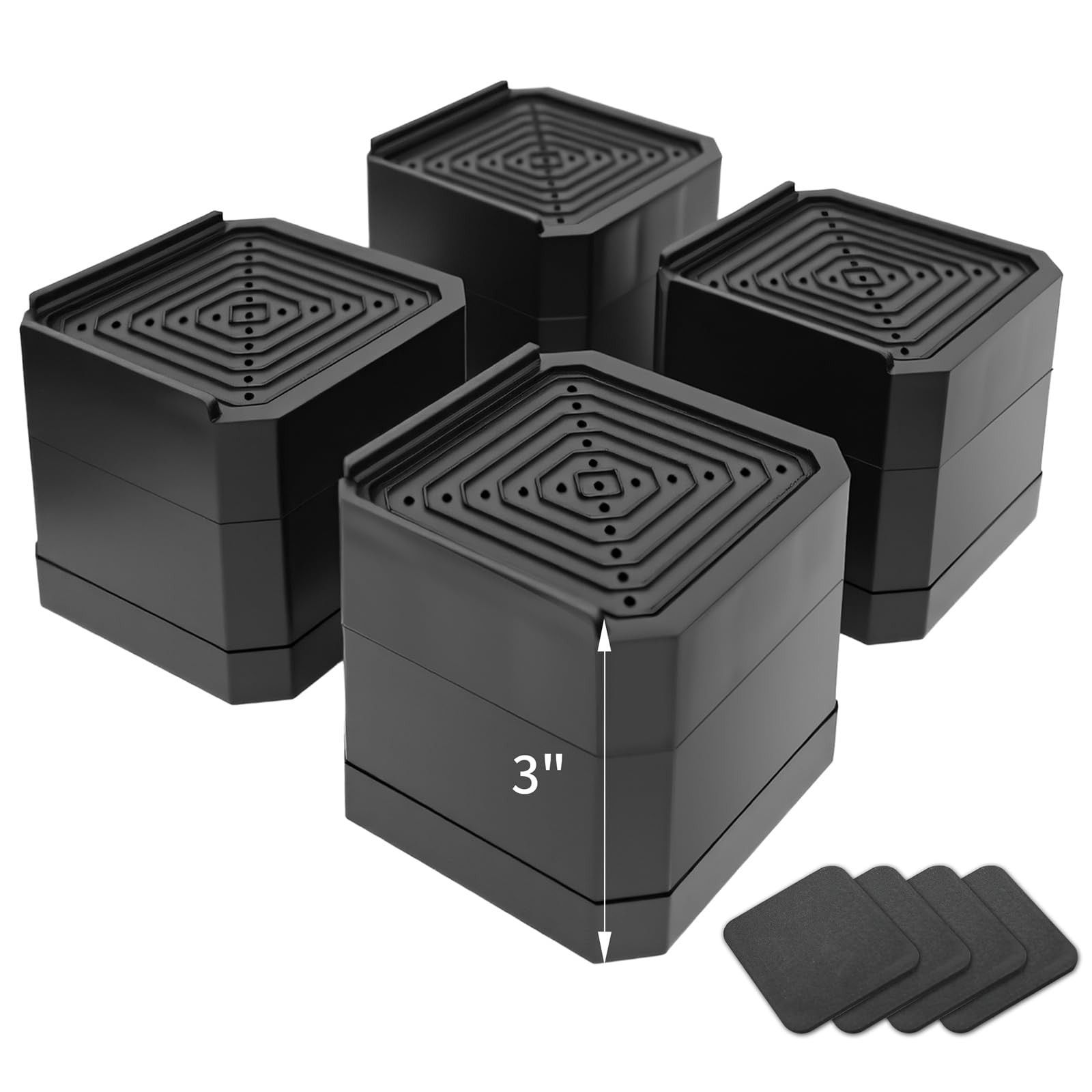 4 Pack Bed Risers Heavy Duty, Adjustable Furniture Risers for Bed Couch Sofa ...
