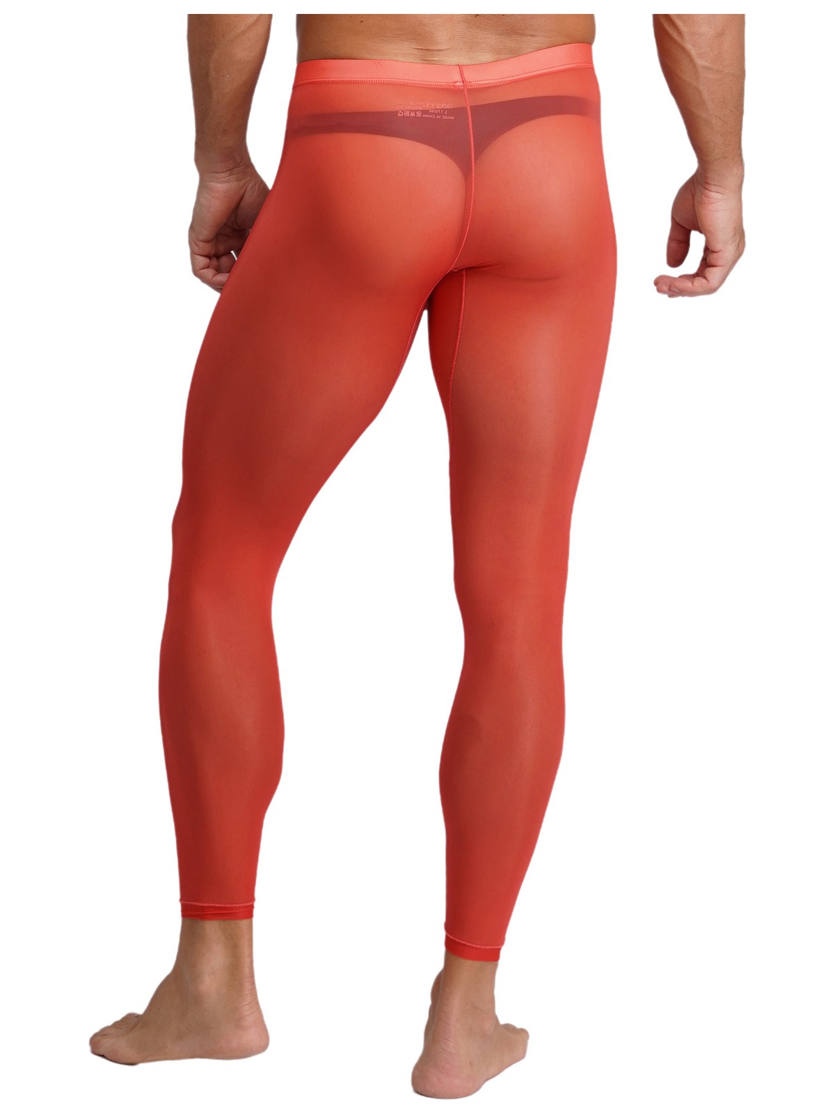 Men's Stretchy Sheer Yoga Leggings Bulge Pouch with Opening Elastic Waistband