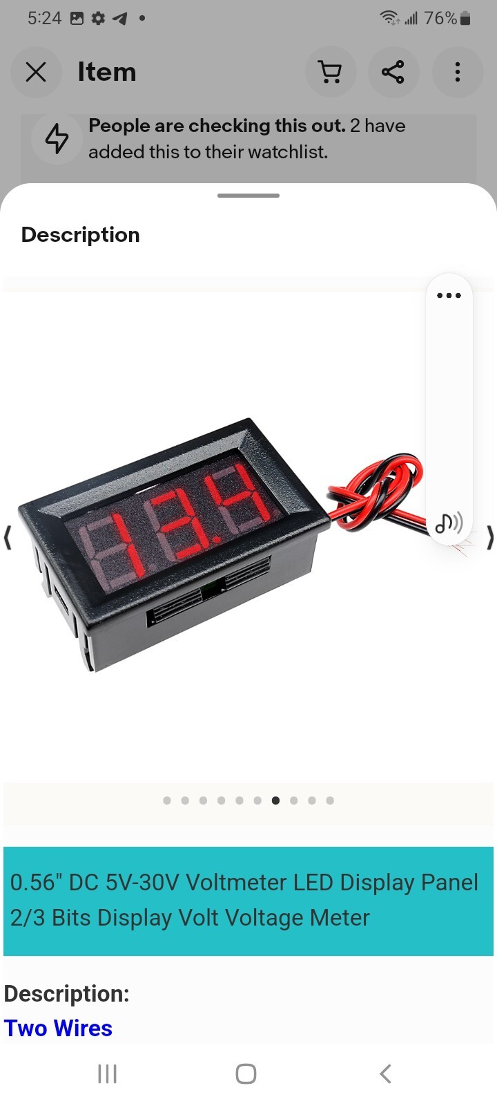 HOBBYIST - 4.5 - 30 VDC PANEL MOUNTABLE DIGITAL VOLTMETER. .56" RED LED READOUT.