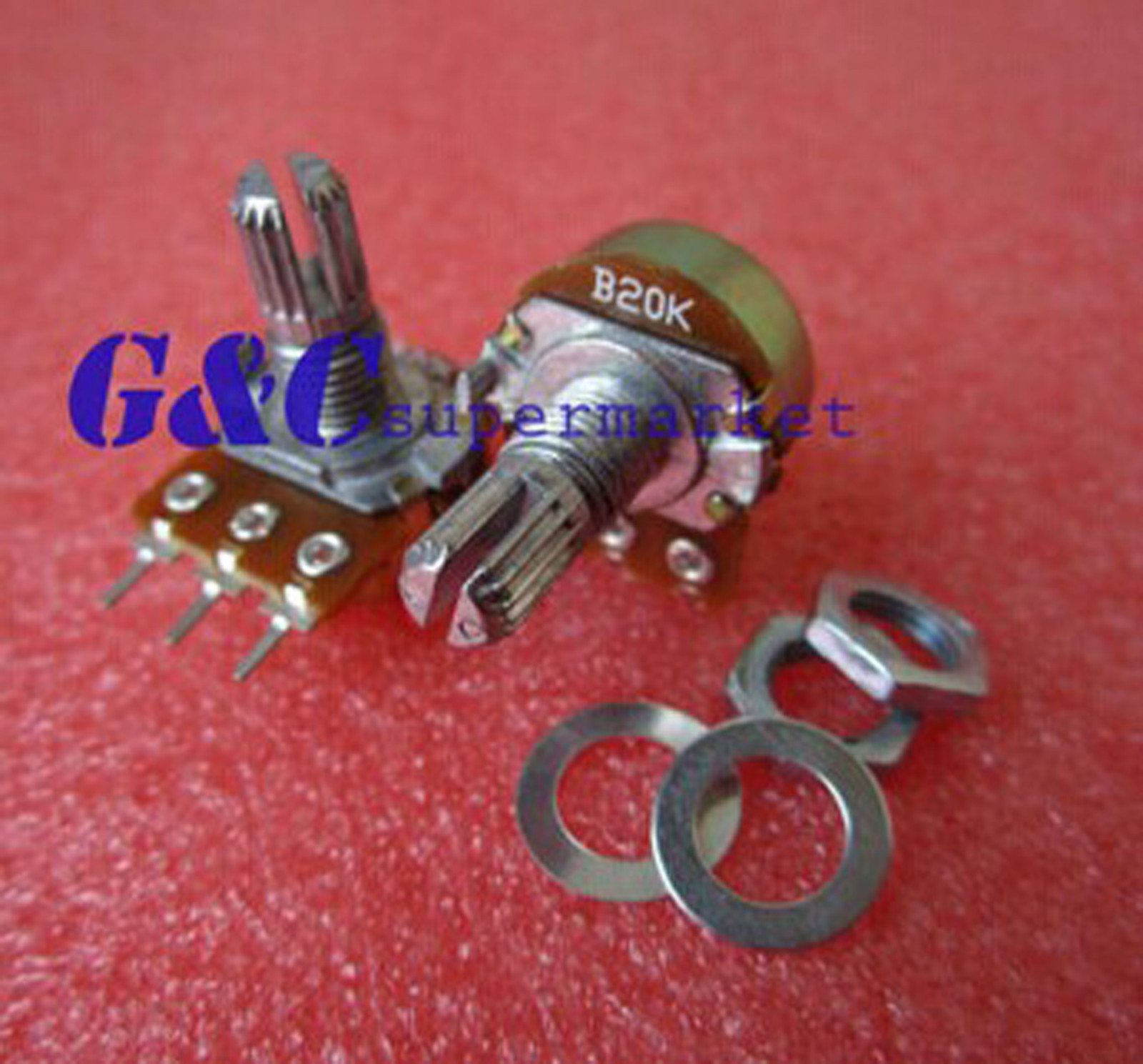 2PCS 500 Ohm B500 Ohm Knurled Shaft Linear Rotary Taper Potentiometer