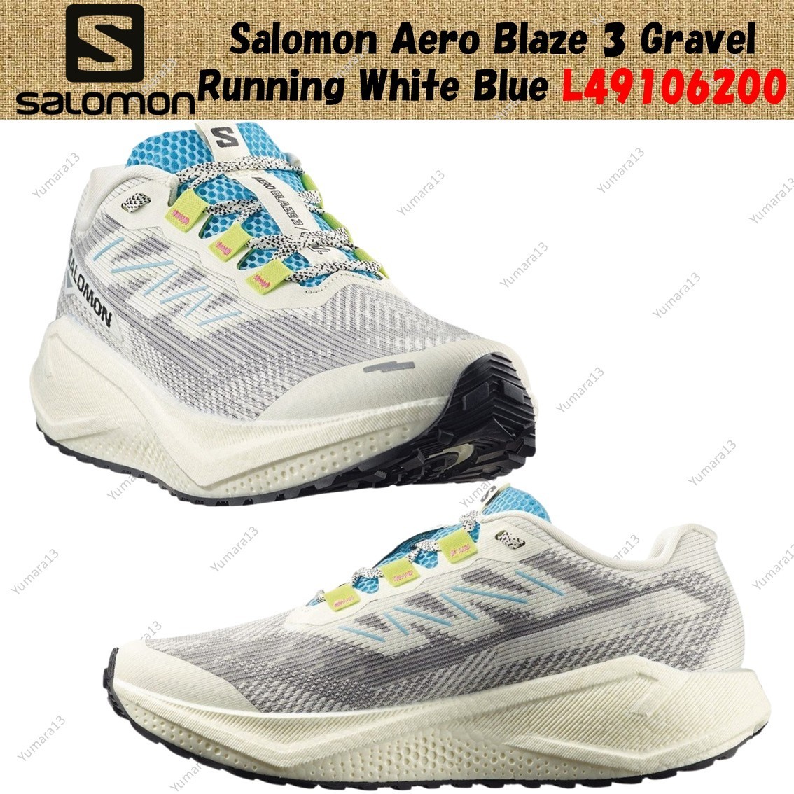 Salomon Aero Blaze 3 Gravel Running White Blue L49106200 Men's Size