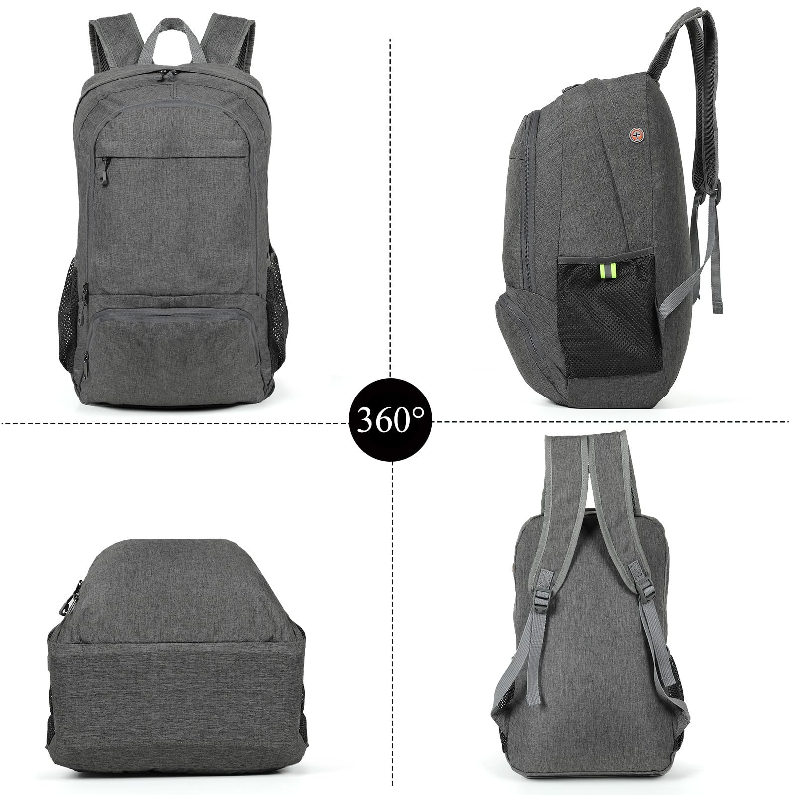 25L Ultra Lightweight Packable Backpack Foldable Hiking Travel Daypack Gray