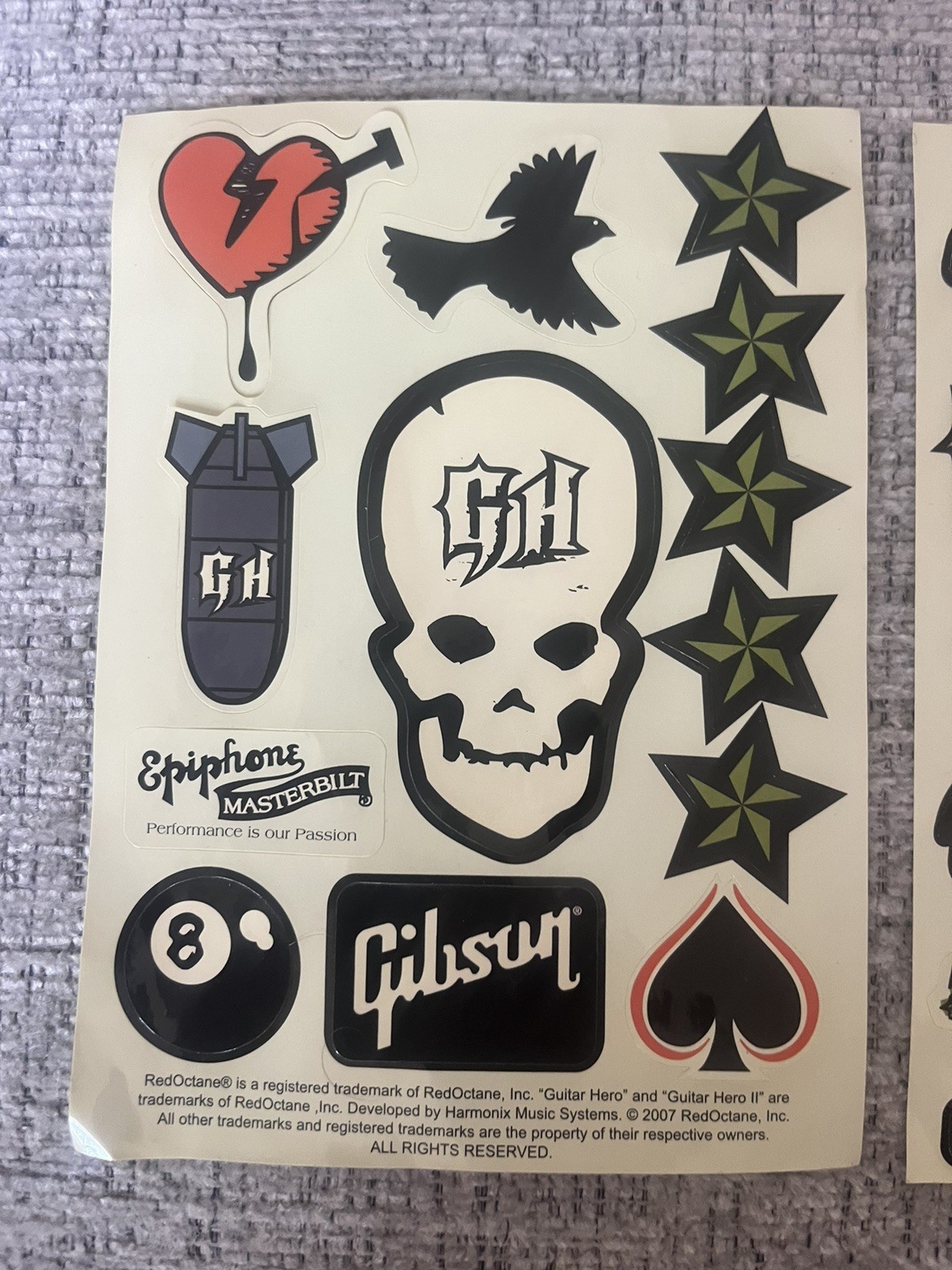 Guitar Hero 2 Stickers & Decals. Authentic. Unused. 2007
