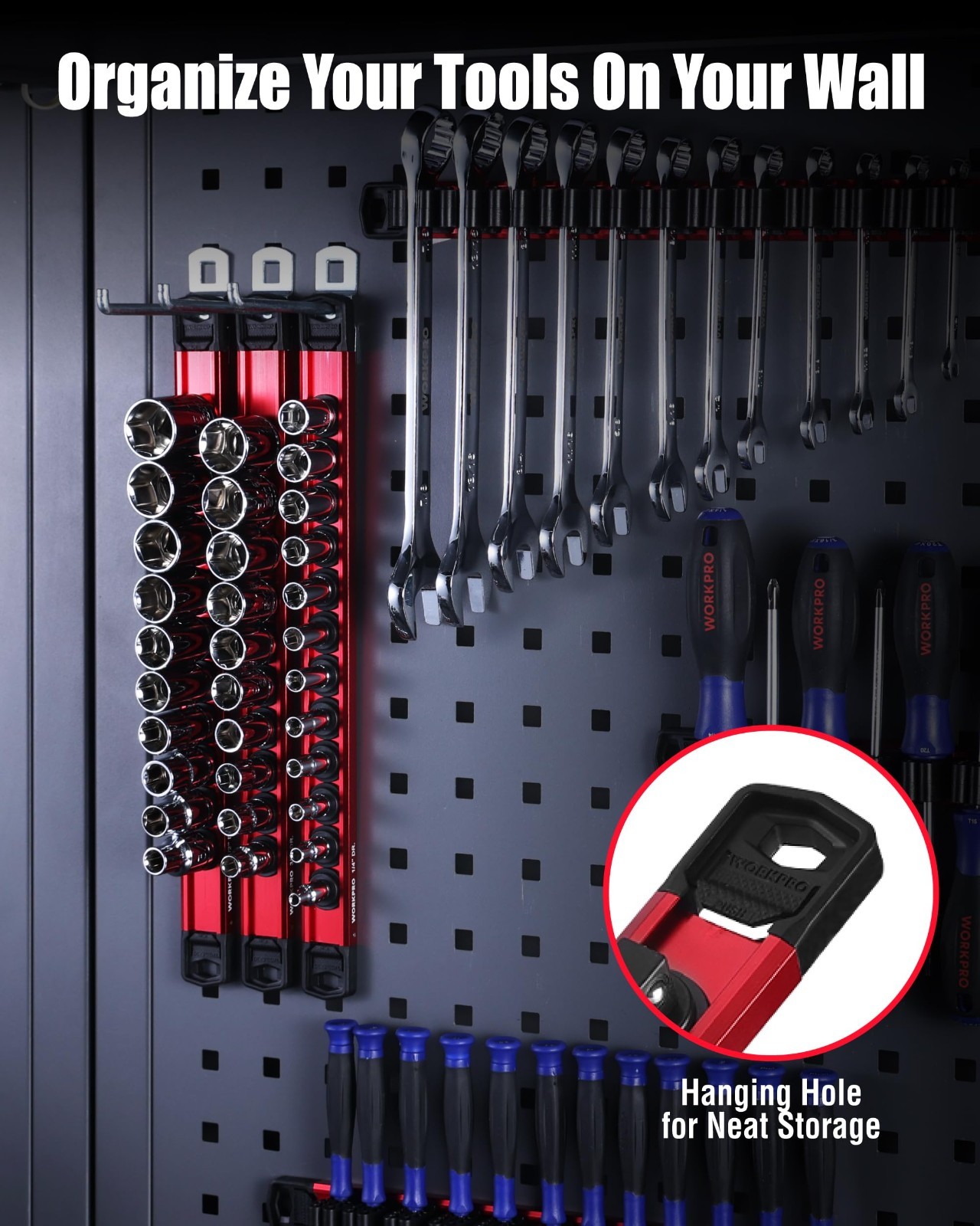 Magnetic Socket & Screwdriver Organizer Set - 6-Piece Tool Storage Solution, Met
