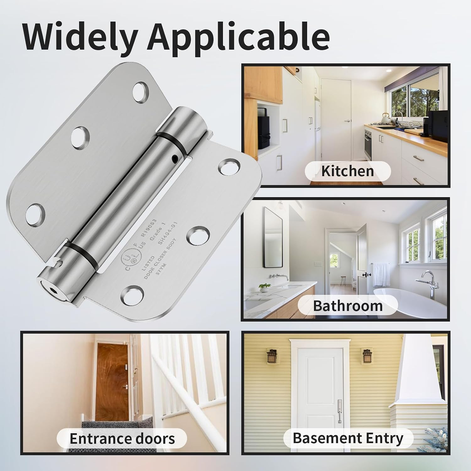 2 Pack Self Closing Door Hinges 3.5 Inch, Spring Hinges Self Closing | 5/8'' Rad