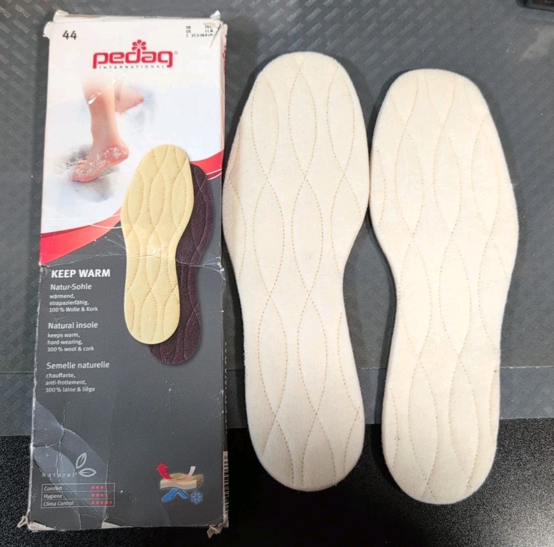 Pedag 116 Keep Warm All Natural Wool Insoles, US Male 11 EUR 44 28 Cm #K5