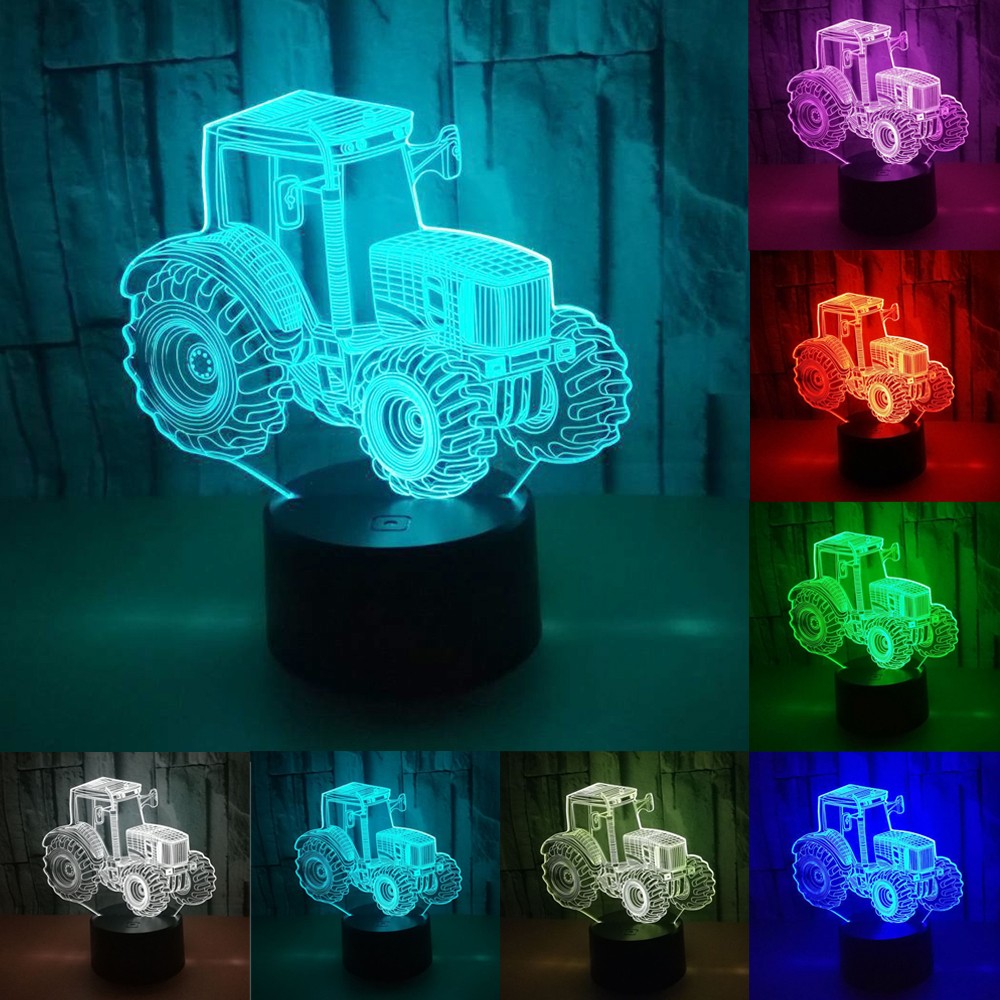 7 Color Changing 3D LED Car Night Light With Remote Control For Home Decoration