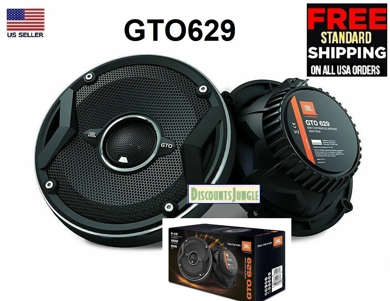 JBL GTO629 6-1/2 inch 360 Watts 2 -Way Coaxial Car/Truck Audio Upgrade Speakers