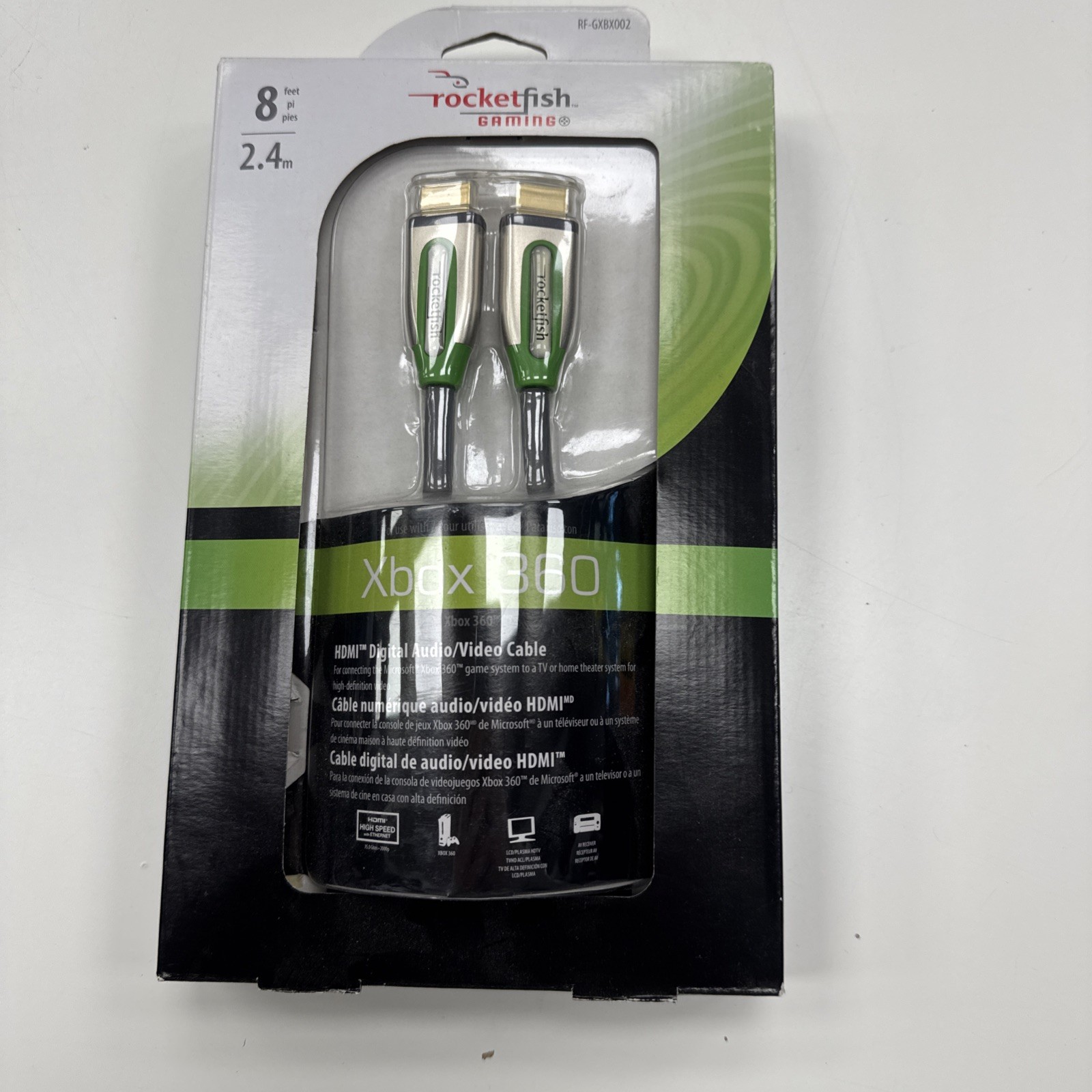 Rocketfish 8ft High-Speed HD Cable w/Ethernet for Xbox 360 - Green/Gray