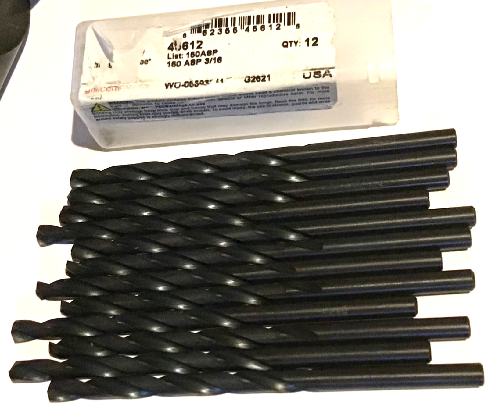 12 New CLE-LINE Jobber Drill bits 3/16" HSS Black Oxide **Free Shipping **
