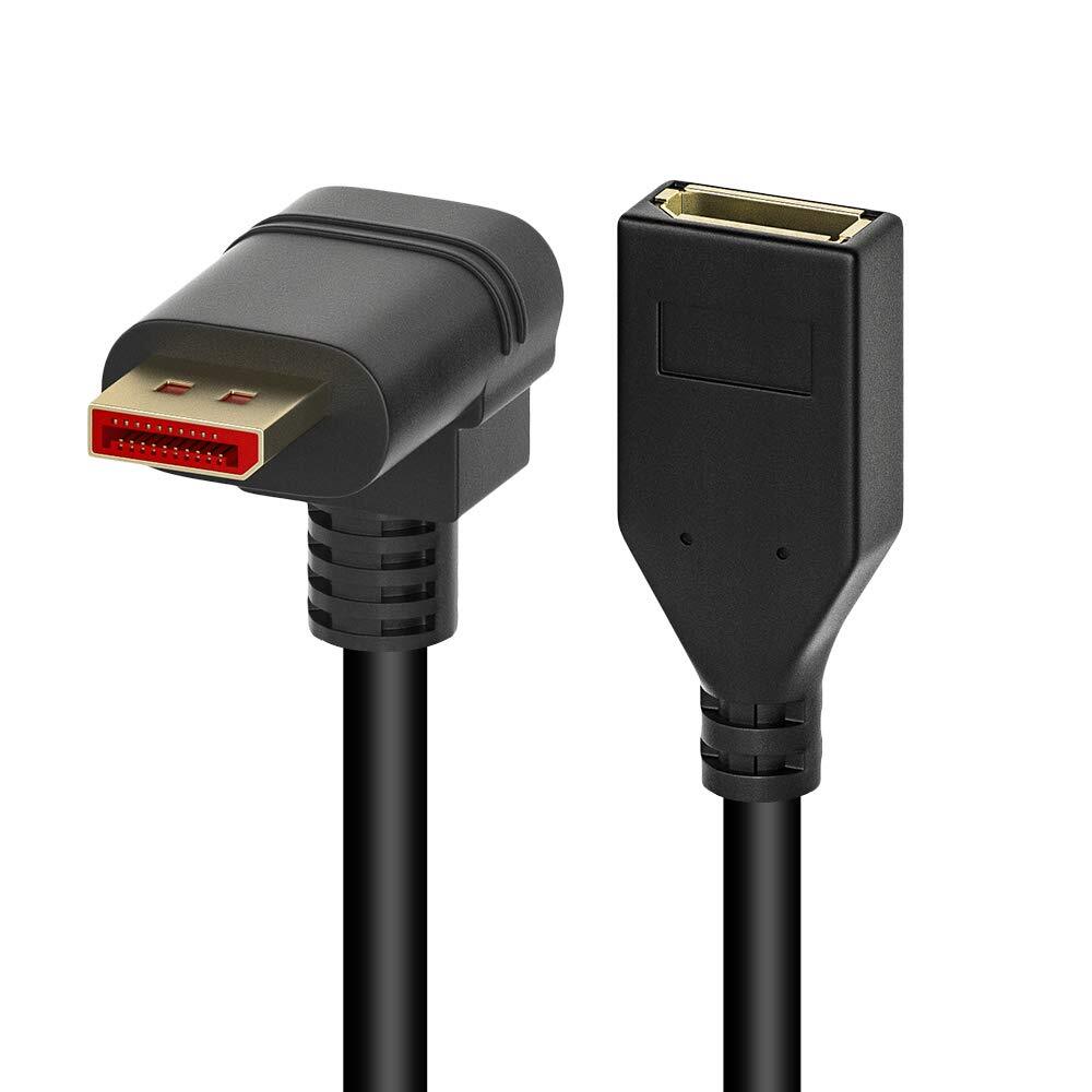 8K@60Hz 90 Degree DisplayPort 1.4 Cable Extension Right Angle DP 0.3M 1FT