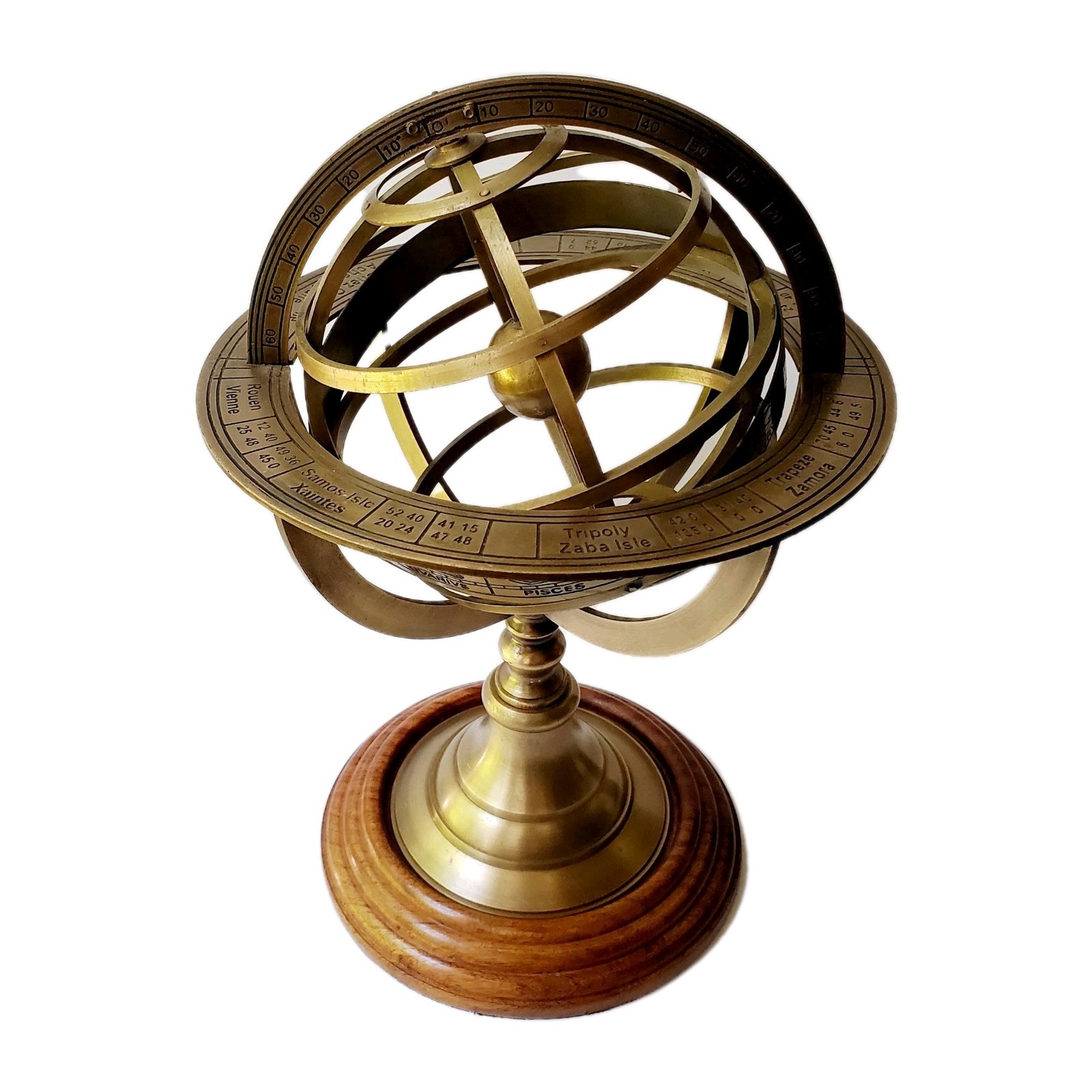 Antique Style Brass Armillary Sphere 11" Tabletop Celestial Globe Zodiac Decor