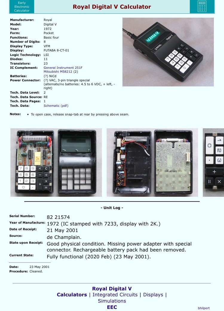 VTG Litton Royal Digital V Calculator w/Charger, Manual, Case RARE TESTED/WORKS!