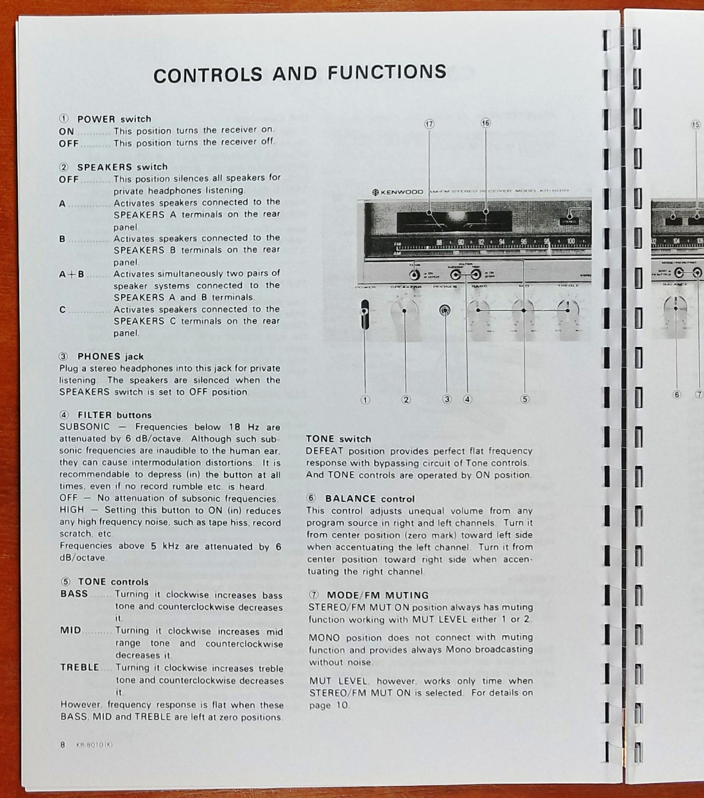 Kenwood KR-8010 Receiver Owners Manual