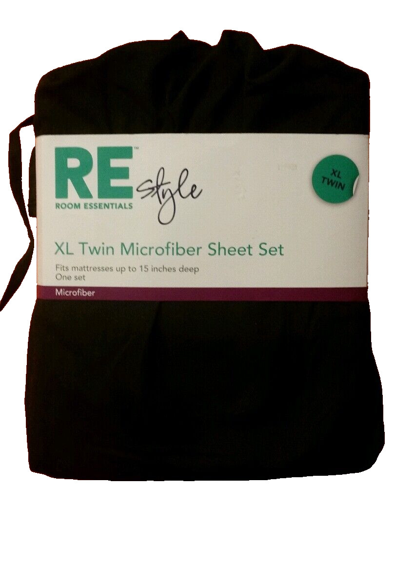Room Essentials Style XL Twin Microfiber Sheet Set Black