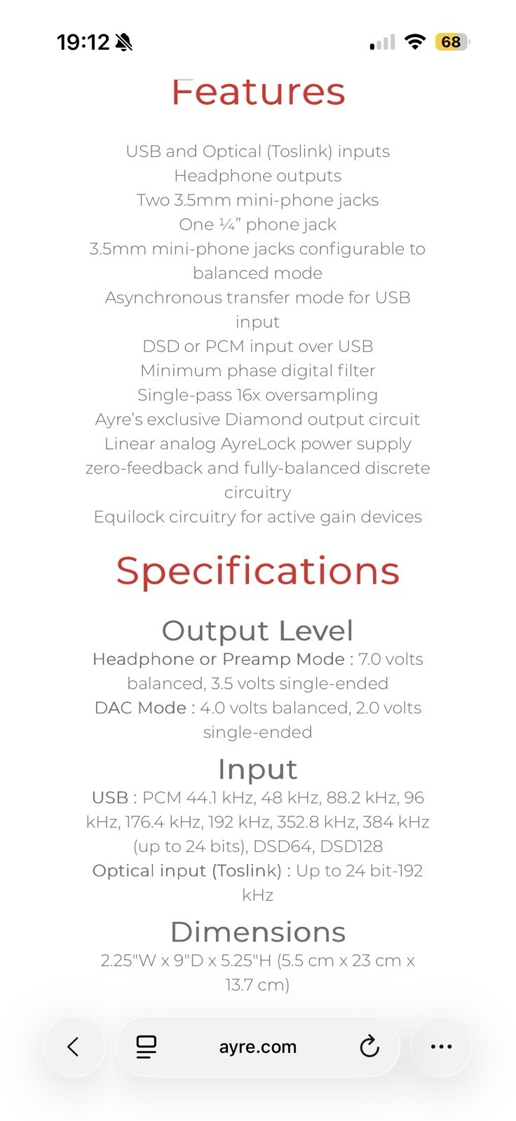 Ayre Codex DAC & Headphone AMP