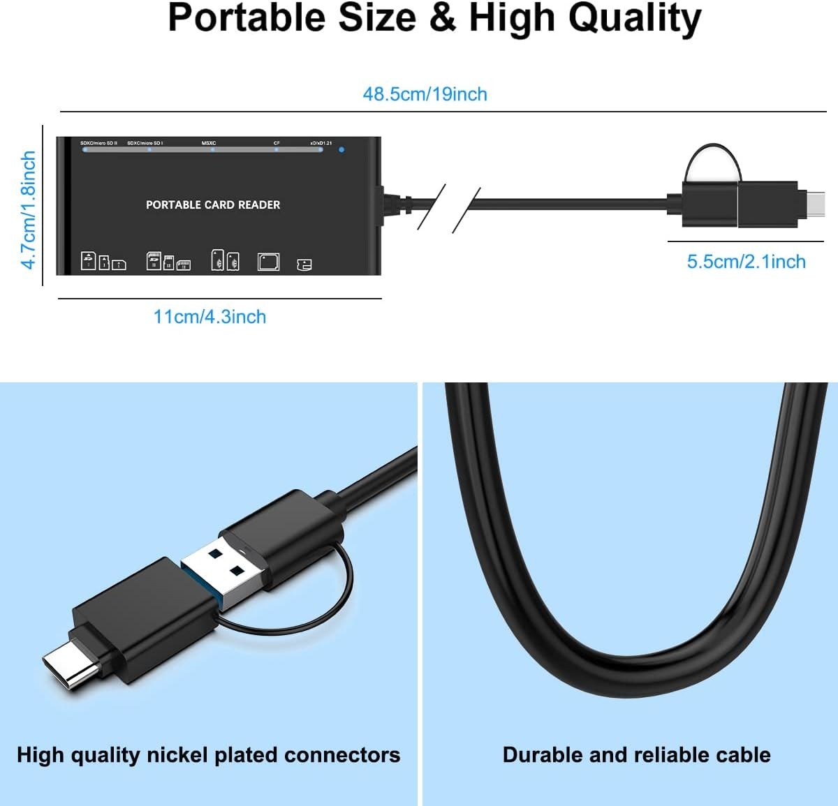 High Speed Portable Multiple Memory 5Gbps 7-in-1 USB 3.0 XD CF MS SD Card Reader