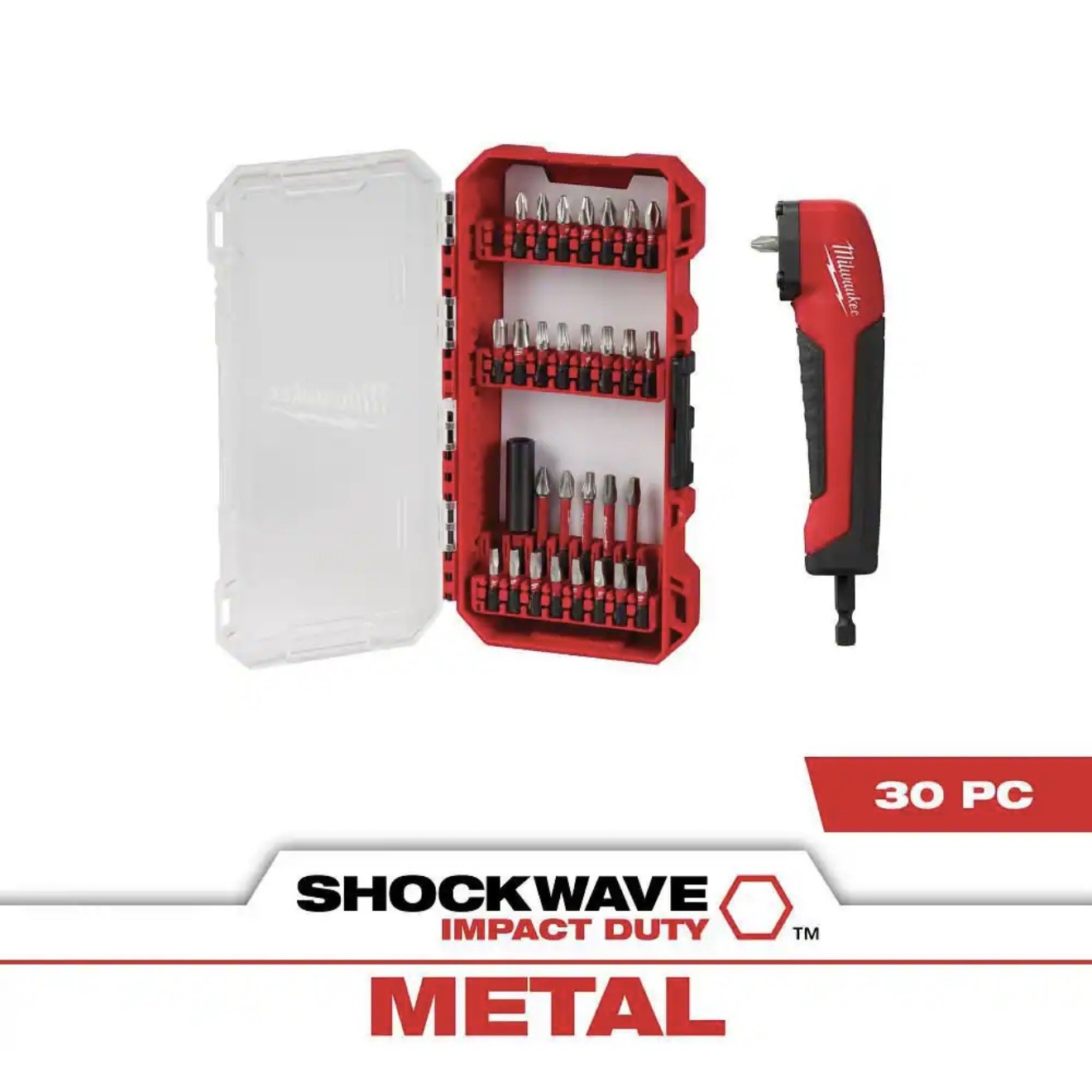 NEW Milwaukee 30 Pc. Impact Driver Bit Set w/ Right Angle Adapter - 48-32-5158