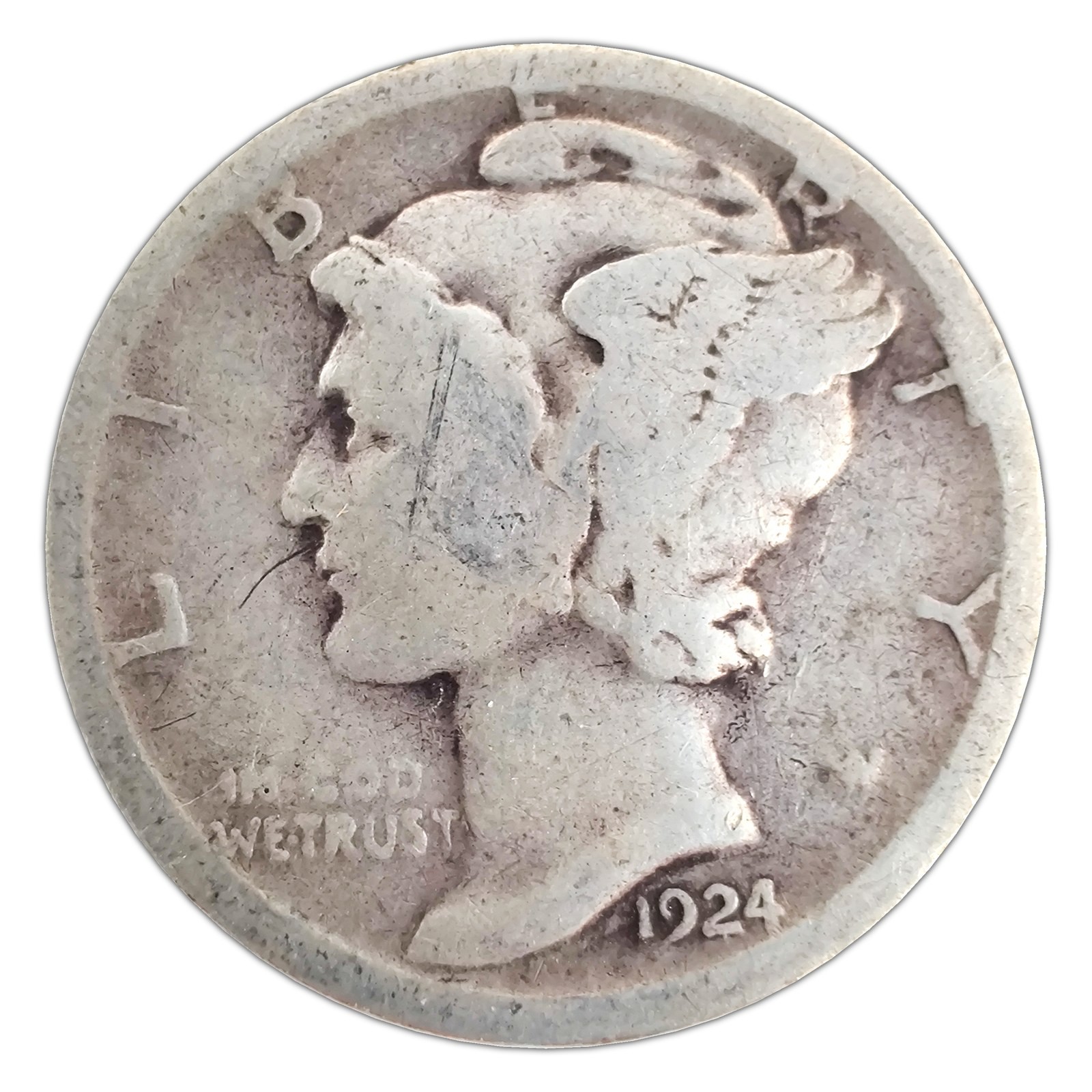 1924-S Mercury Dime G Good 90% Silver