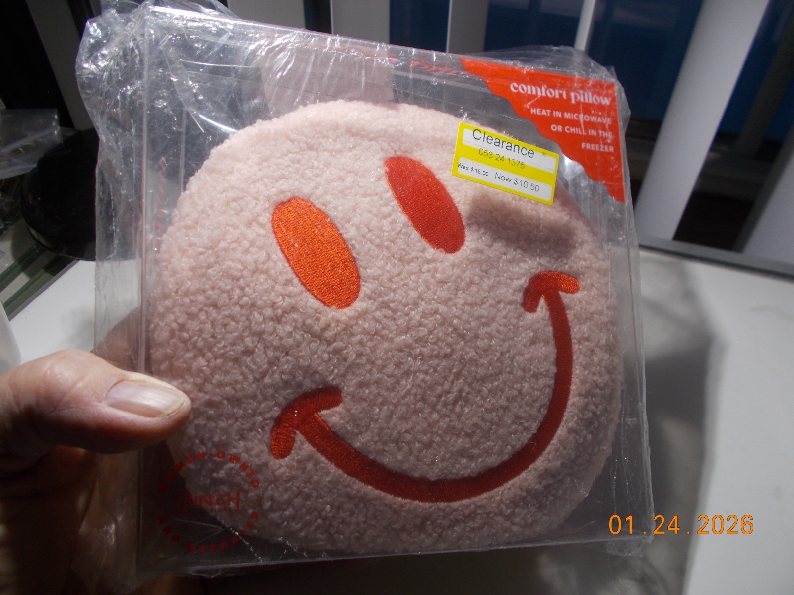 Smiley Face Comfort Pillow Heat in Microwave or Chill in Freezer, Lavendar Scent
