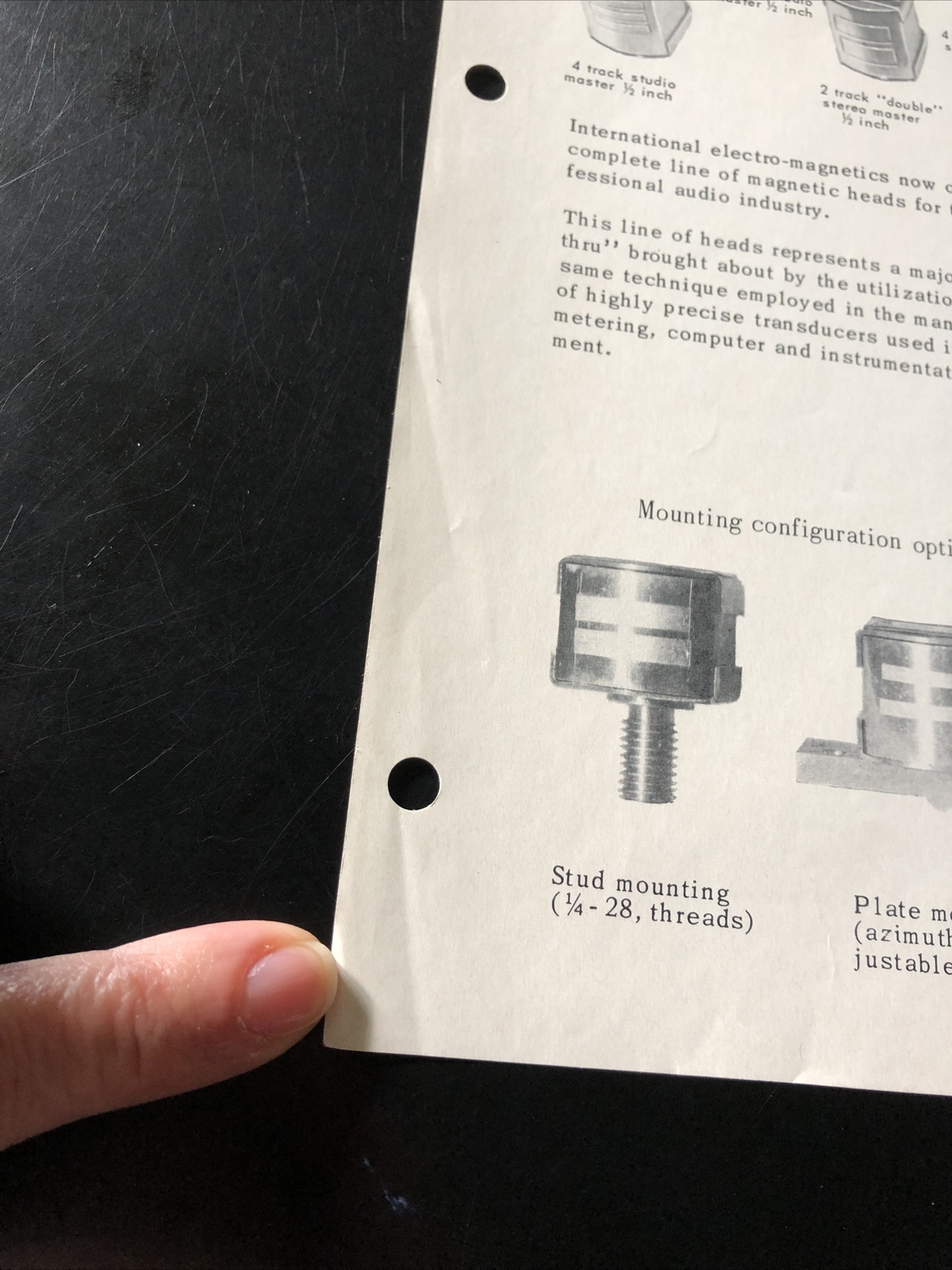 Vintage IEM Pro AUDIO MAGNETIC HEAD SPEC SHEET