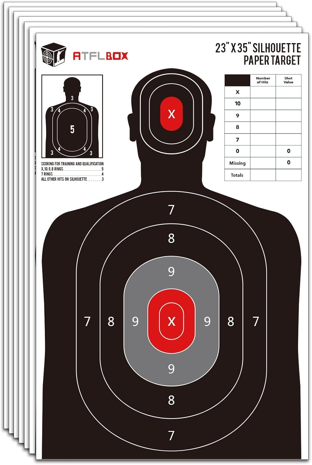 ATFLBOX Silhouette Paper Target for the Range, 23X35 Inch Target Paper for Indoo