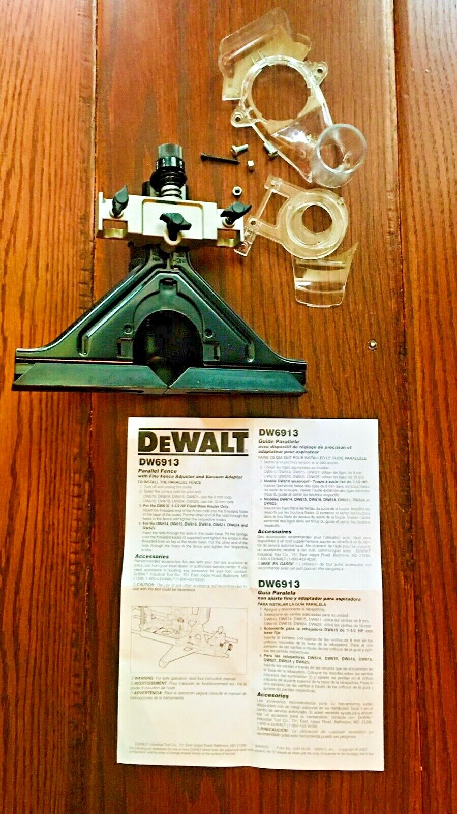 DeWalt DW6913 Parallel Fence with Fine Fence Adjuster and Vacuum Adaptor PARTS