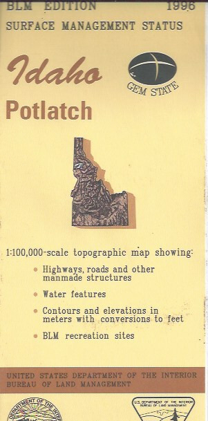USGS 1:100,000 edition topographic map Potlatch Idaho