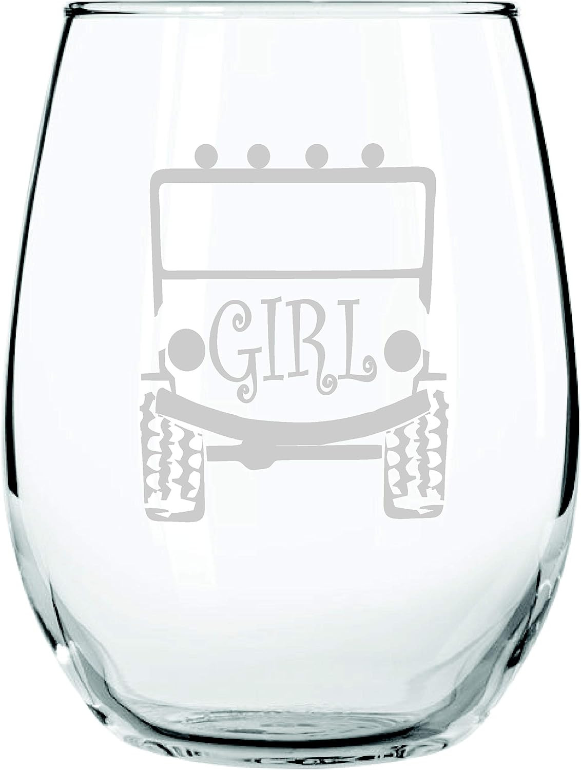 Trucker GIRLS like Offroad Too! STEMLESS WINE GLASS | off Road Rock Climber or M