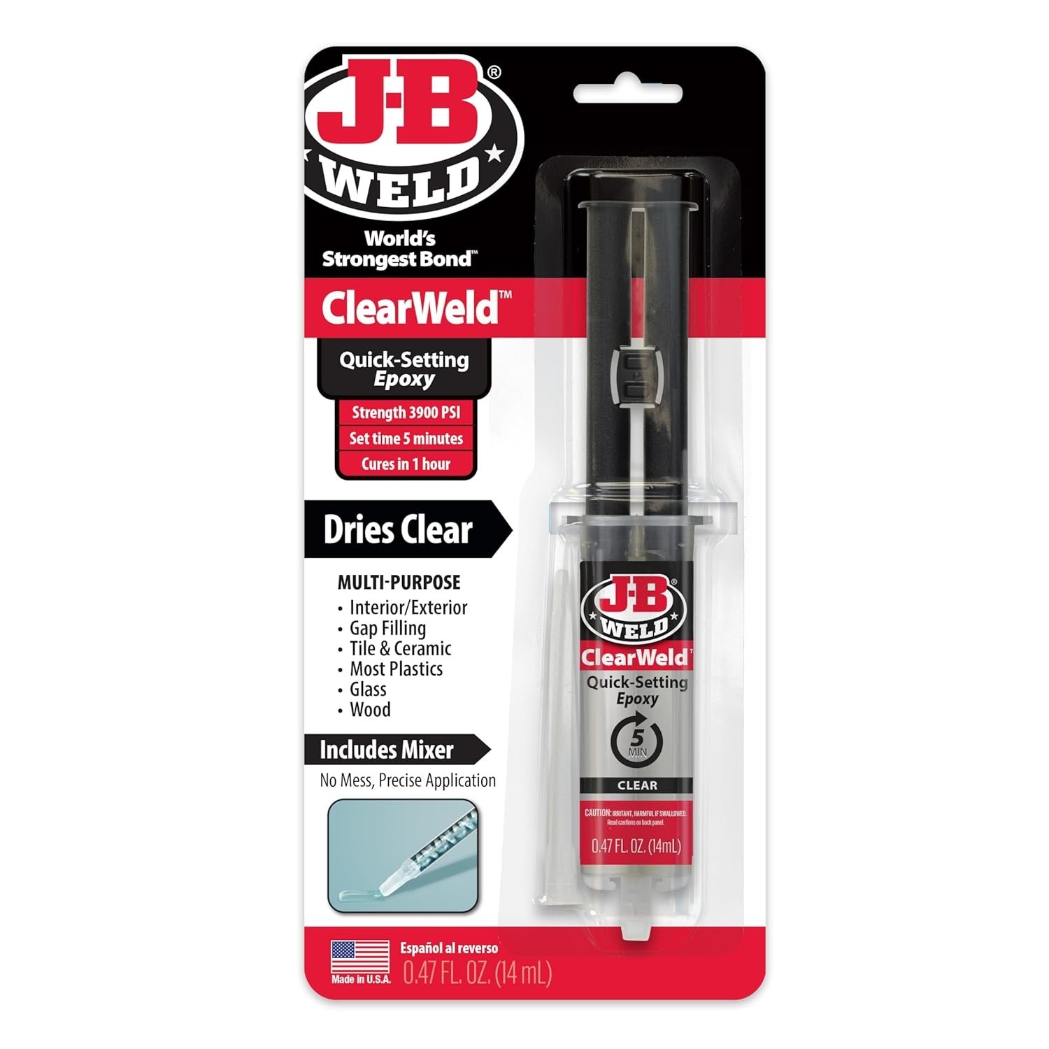 Versatile ClearWeld Epoxy - 14ml Syringe for Fast Repairs on Multiple Surfaces