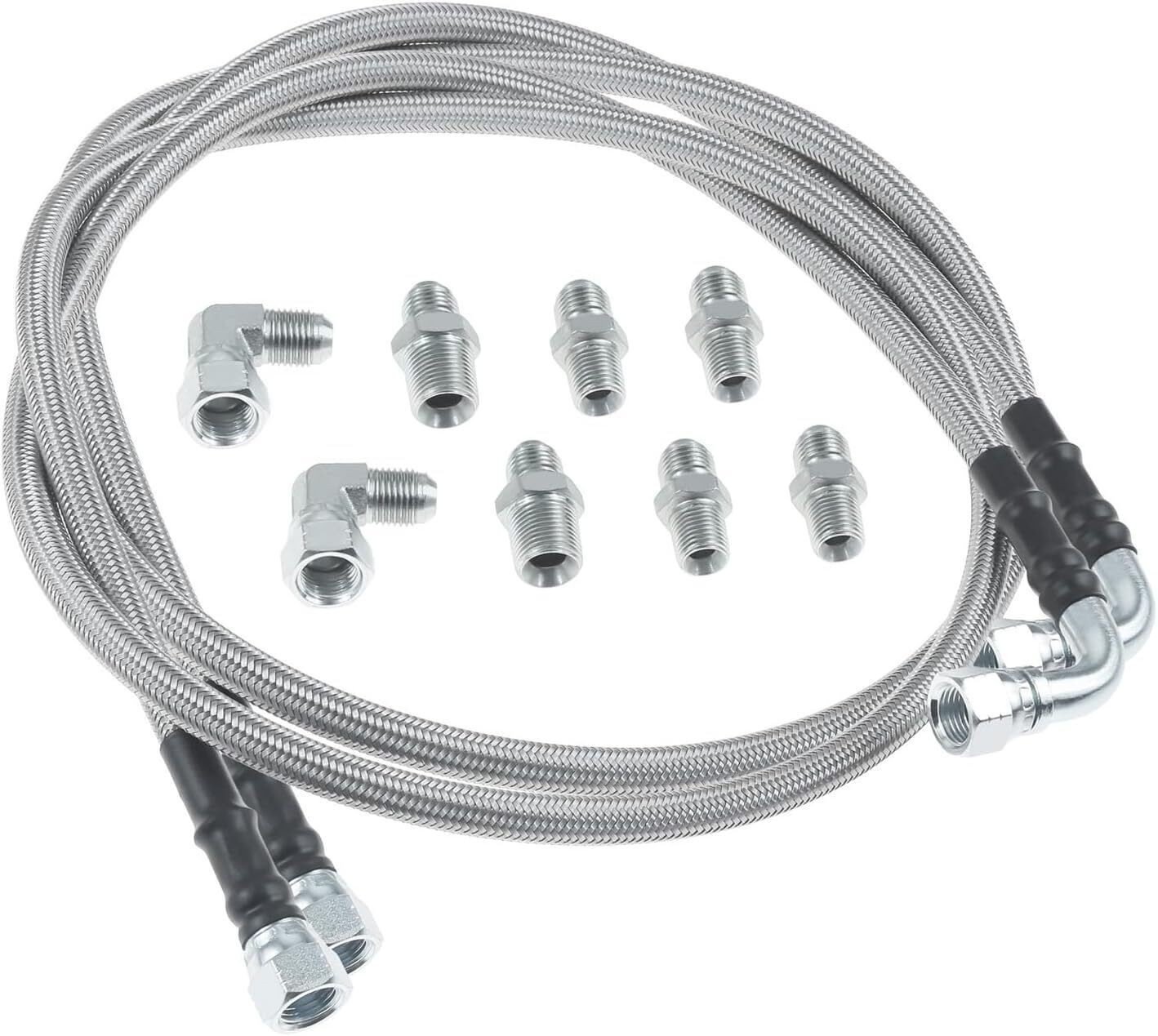 52" Flexible SS Braided Transmission Cooler Lines Kit Fit TH350 700R4 TH400