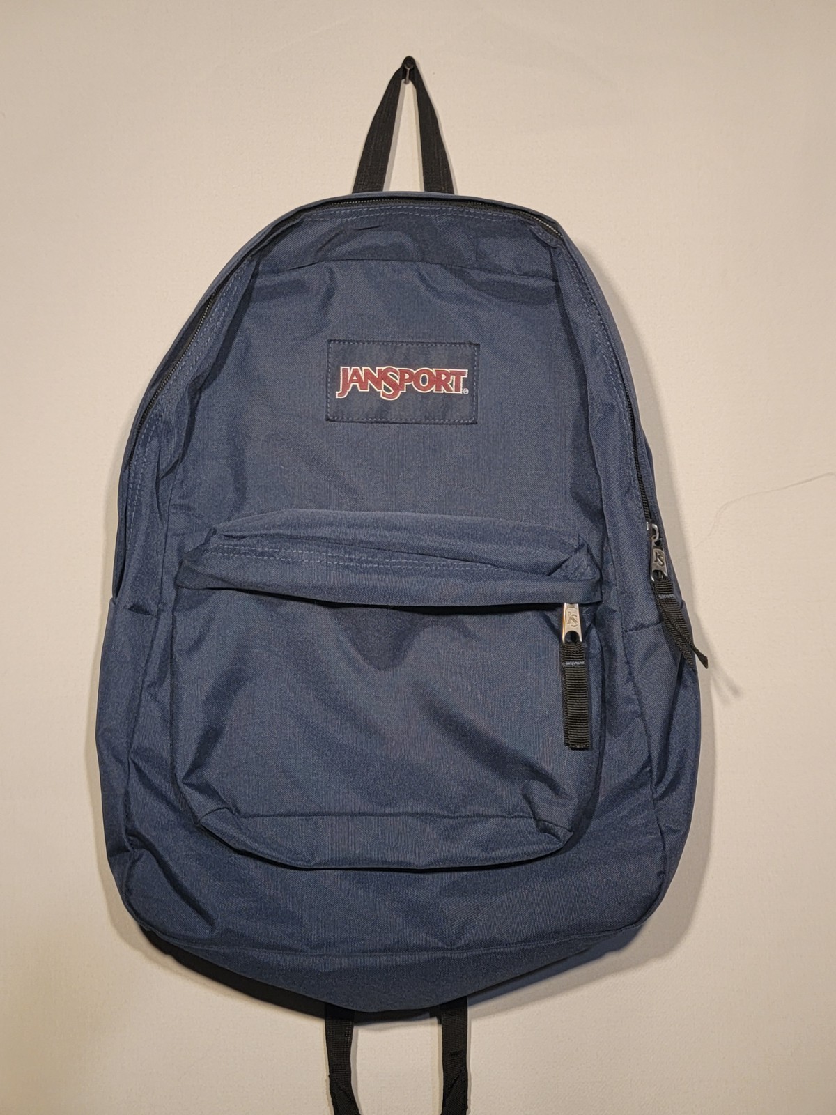 JanSport T501 Backpack Blue/Black Polyester Zip Closure Logo Unisex Adults