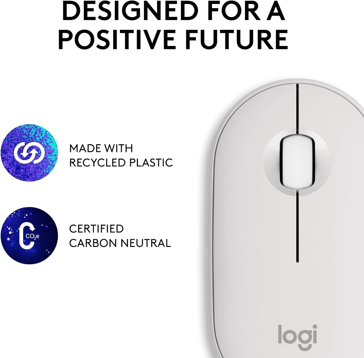 Logitech Pebble 2 M350S Bluetooth Mouse PC/MAC Portable Quiet Clicks Tonal White