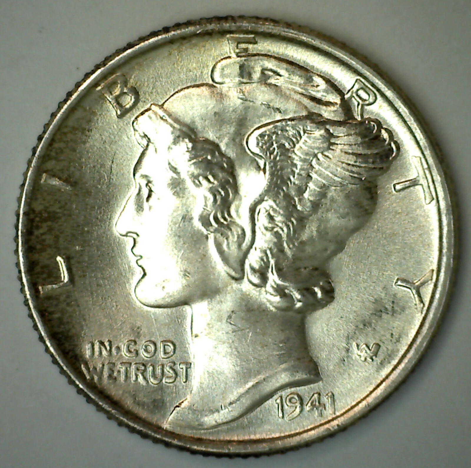 1941 Mercury Silver Dime FB BU 10c Coin Full Bands Uncirculated 10 Cents